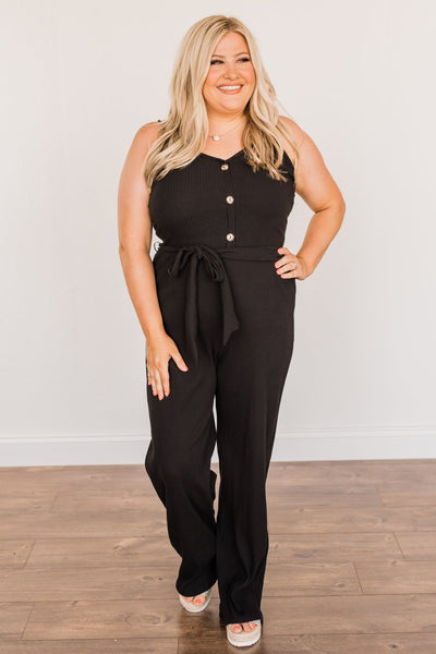 Always In Style V-Neck Knit Jumpsuit- Black – The Pulse Boutique