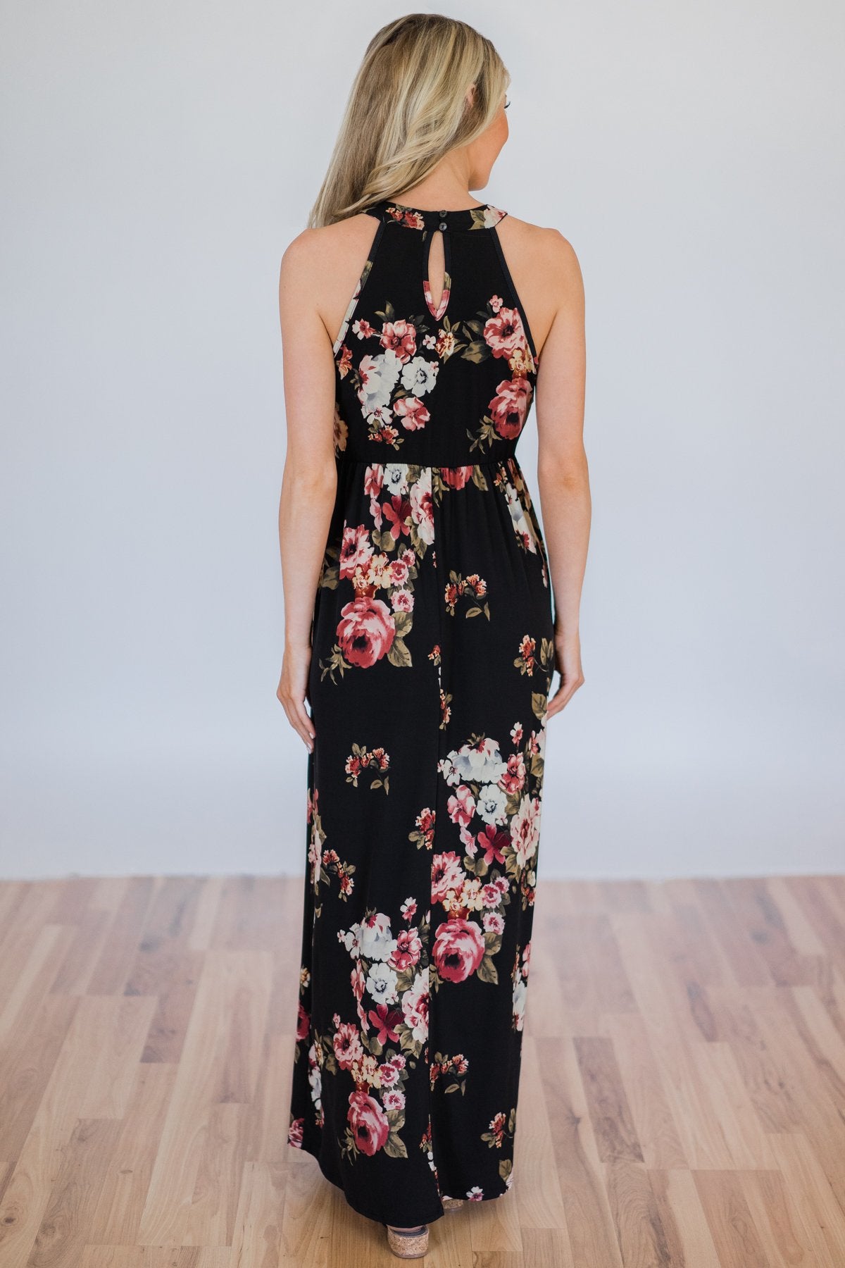 halter maxi dress floral