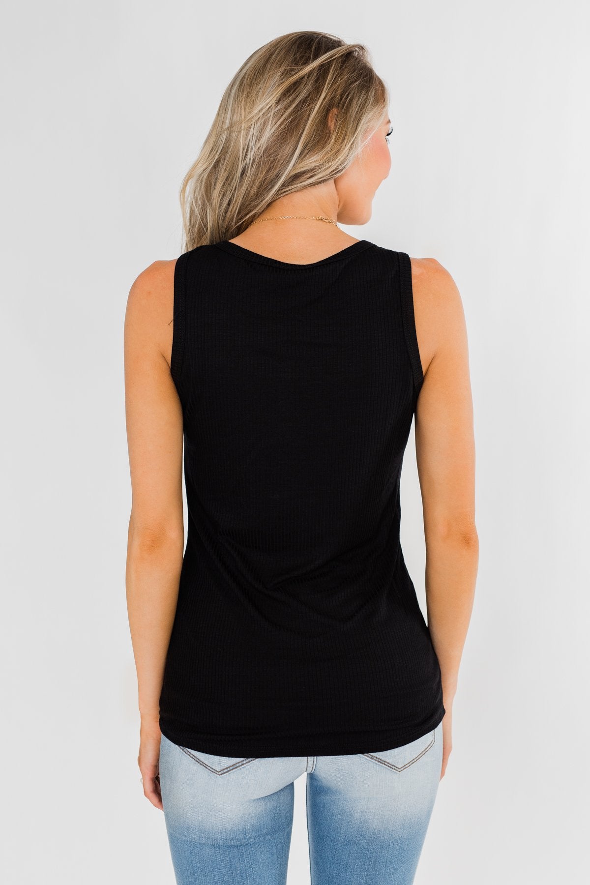 5-Button Henley Tank Top- Black – The Pulse Boutique