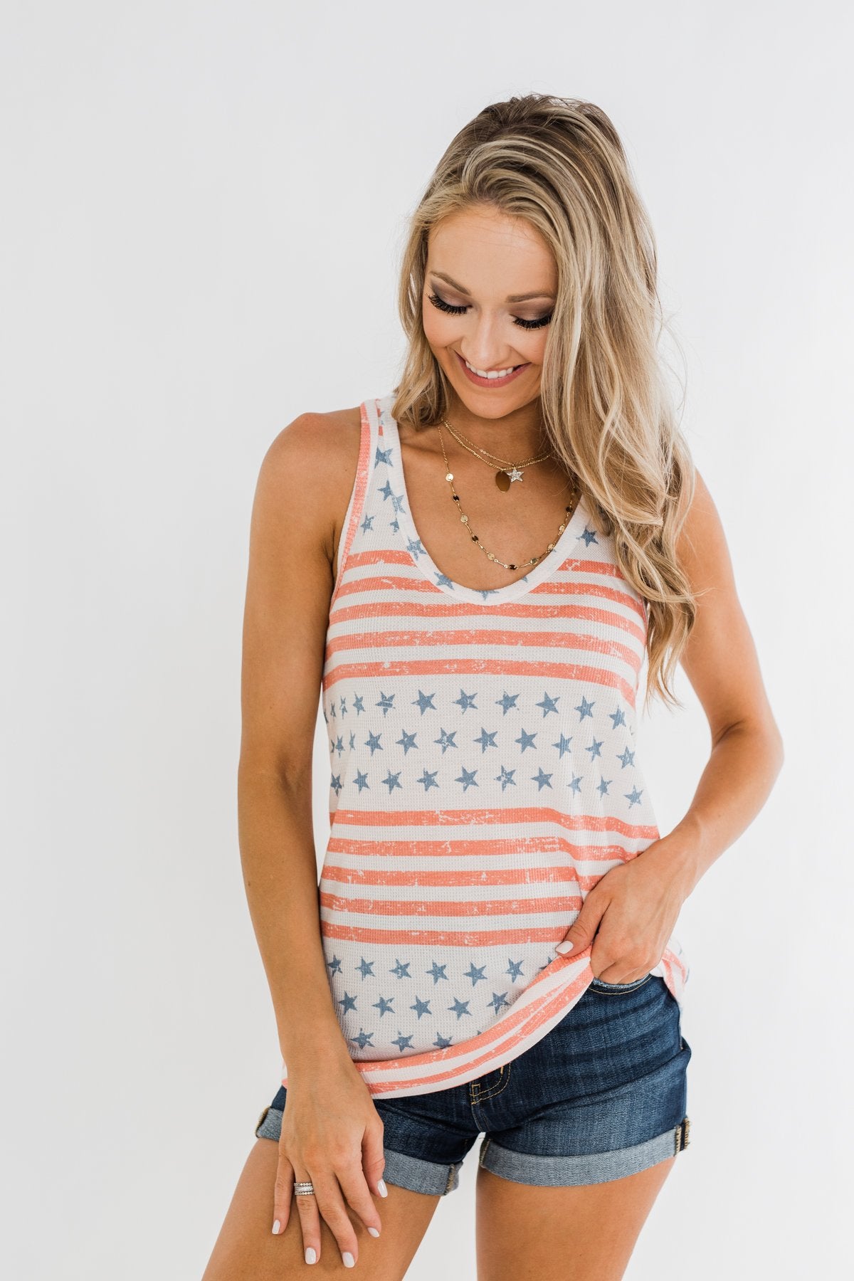 Make Your Smile Shine Stars & Stripes Tank- Red, White, & Blue – The ...