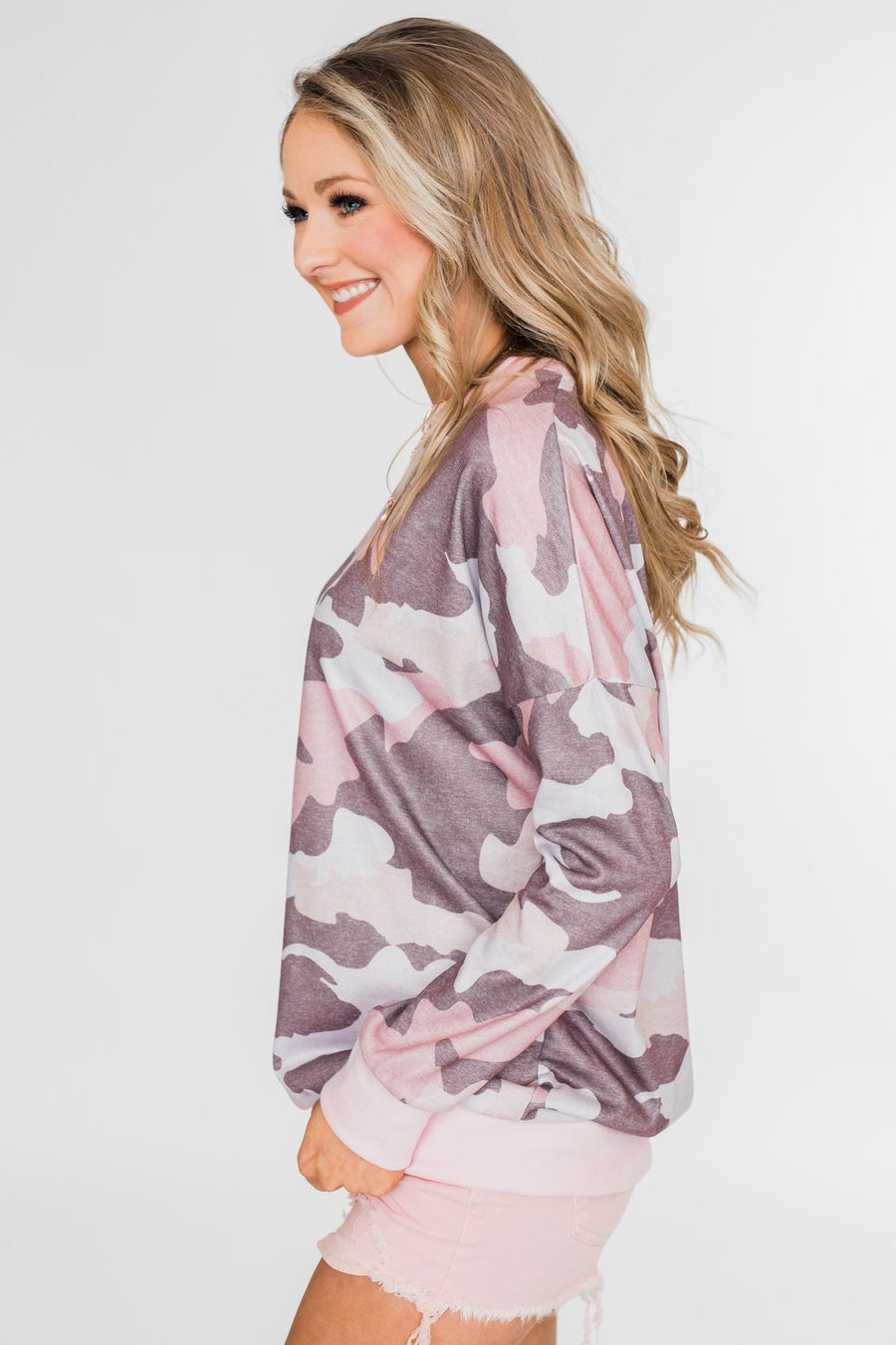 Camo Print Long Sleeve Top- Pink – The Pulse Boutique