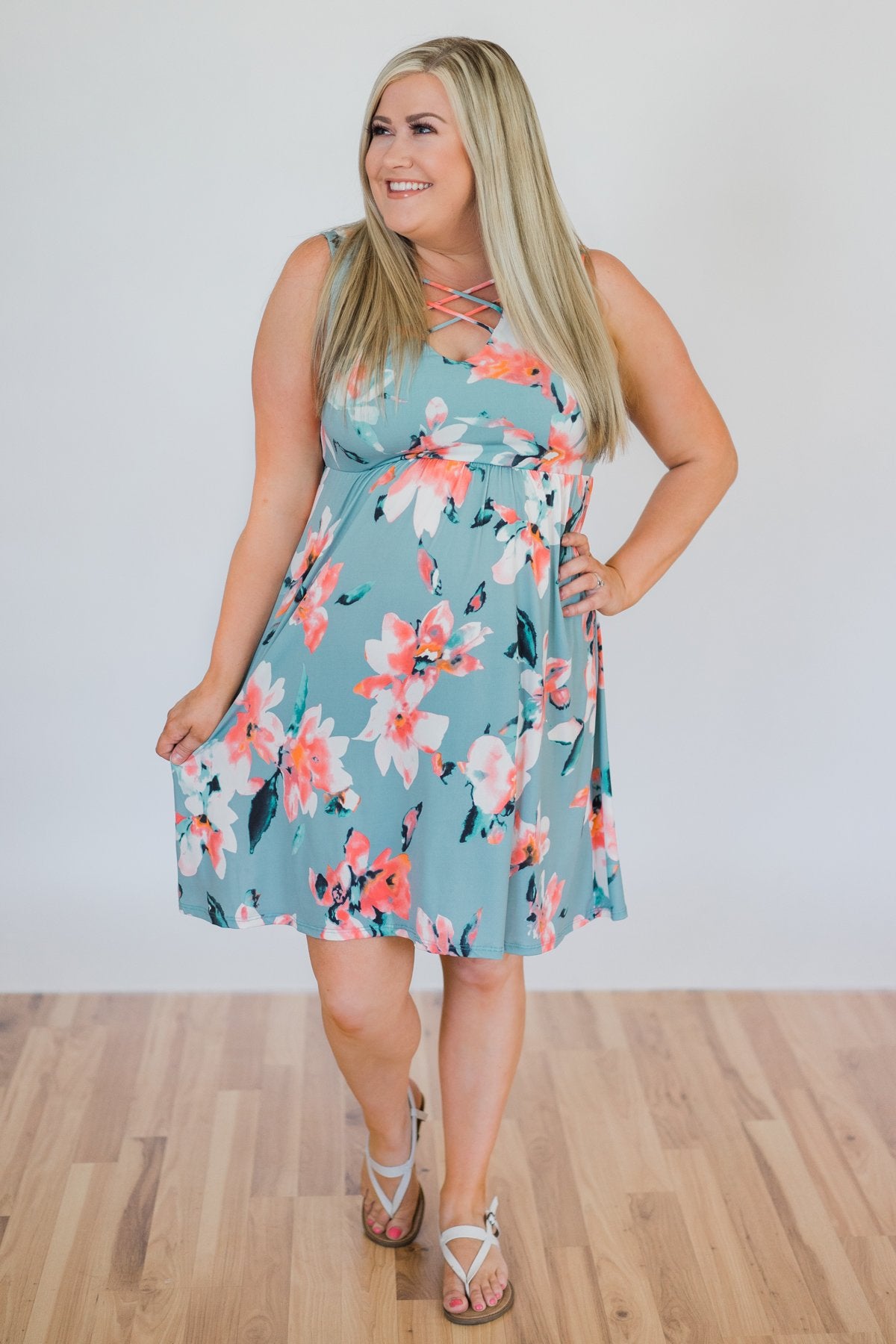 Baby, You're Beautiful Floral Dress- Light Blue – The Pulse Boutique