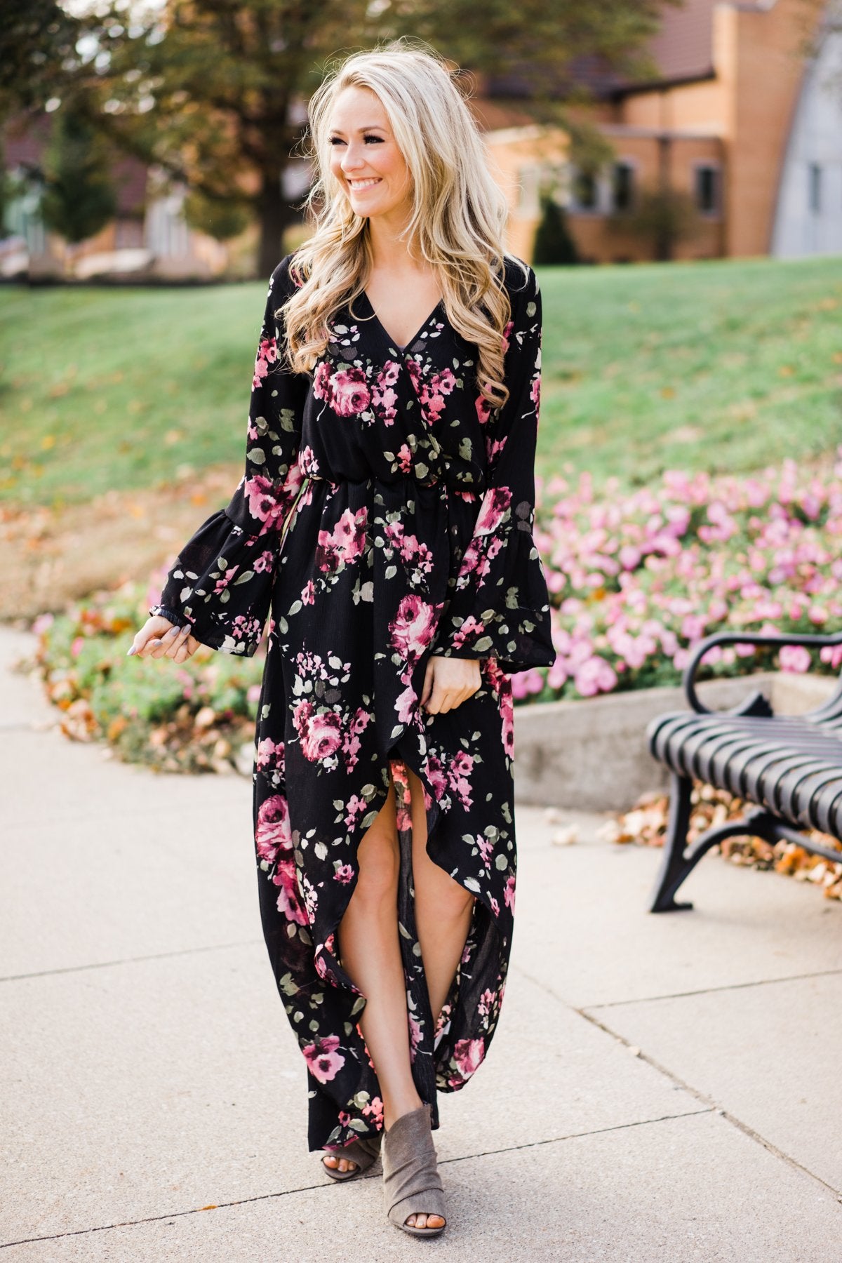 shoes to wear with black floral dress
