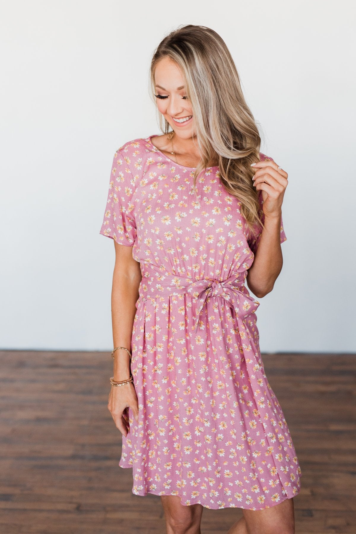 Make A Way Floral Short Sleeve Dress- Dusty Pink – The Pulse Boutique