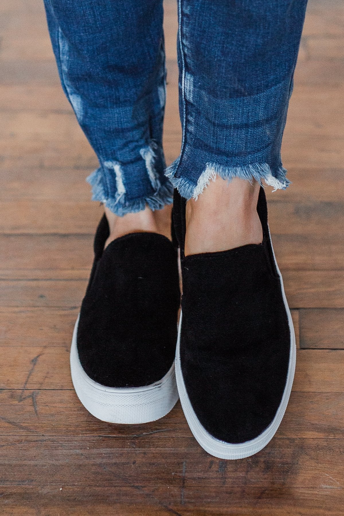 soda black slip ons