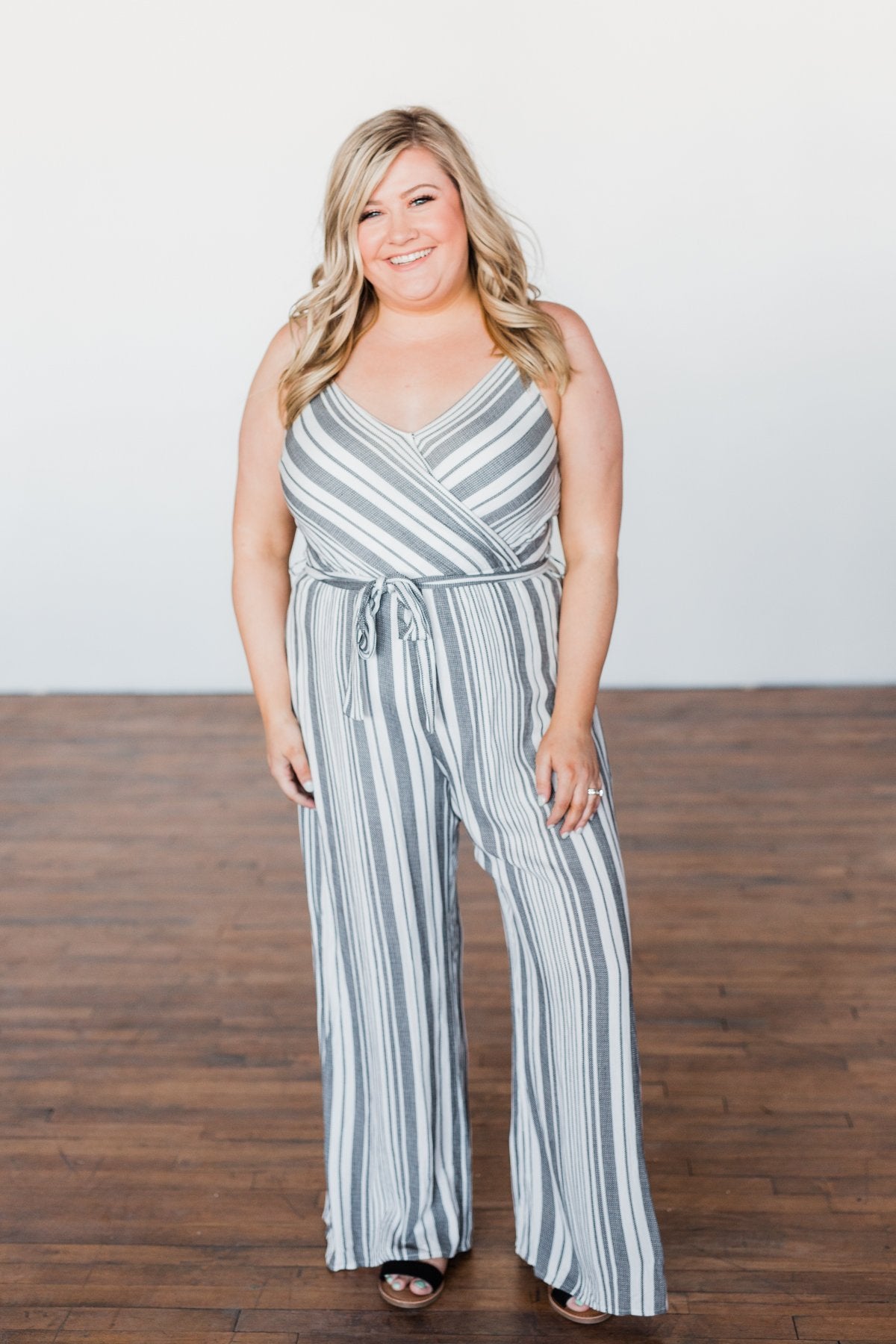 The Day Is Calling Striped Jumpsuit- Black & Ivory – The Pulse Boutique