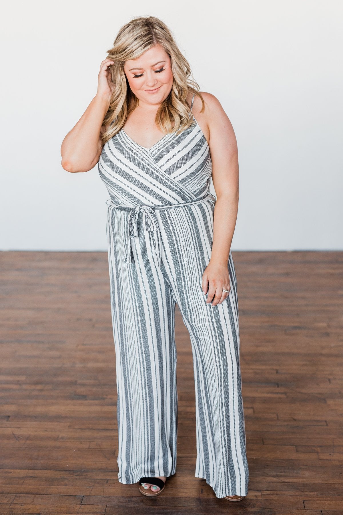 The Day Is Calling Striped Jumpsuit- Black & Ivory – The Pulse Boutique