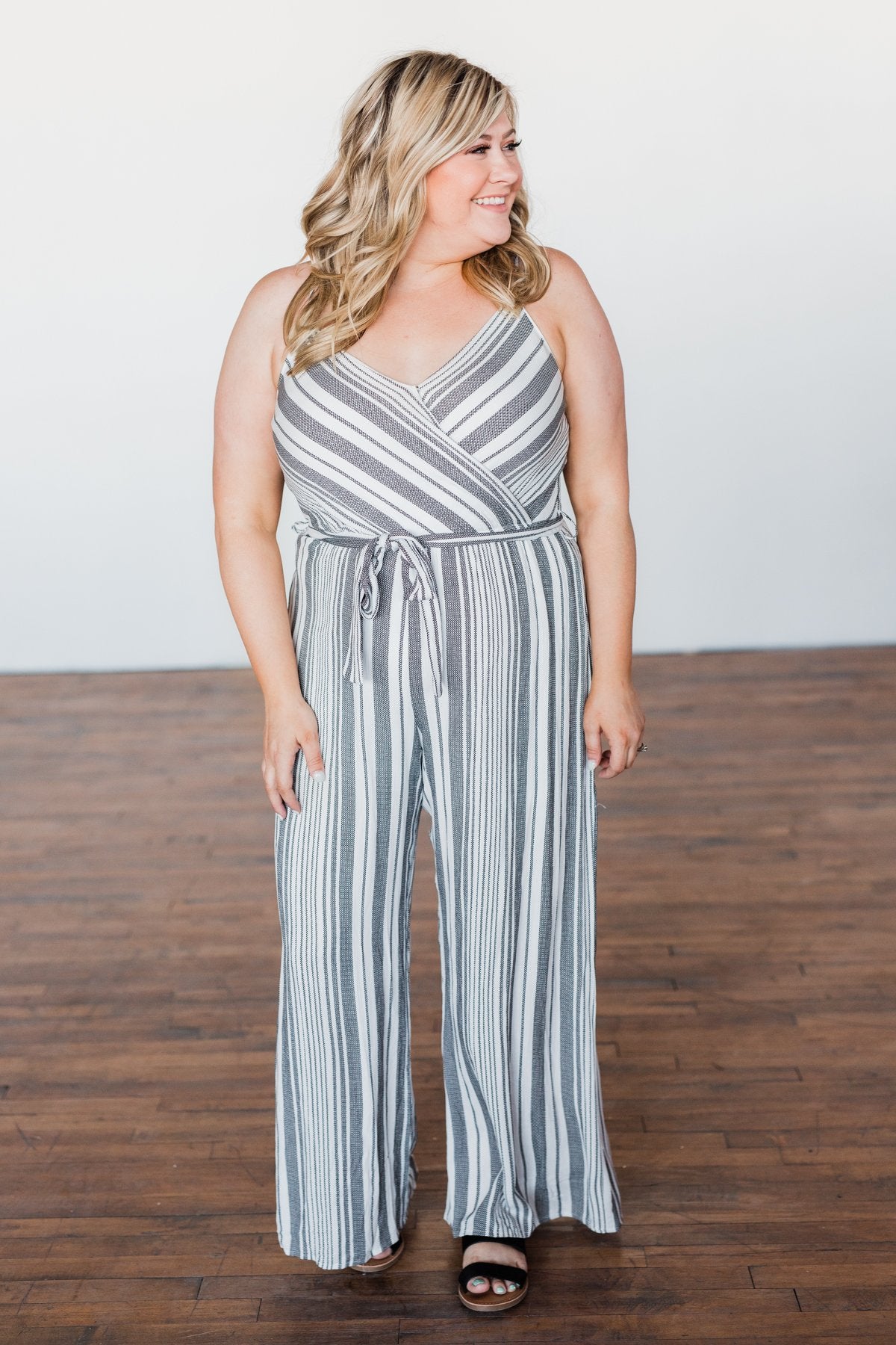 The Day Is Calling Striped Jumpsuit- Black & Ivory – The Pulse Boutique