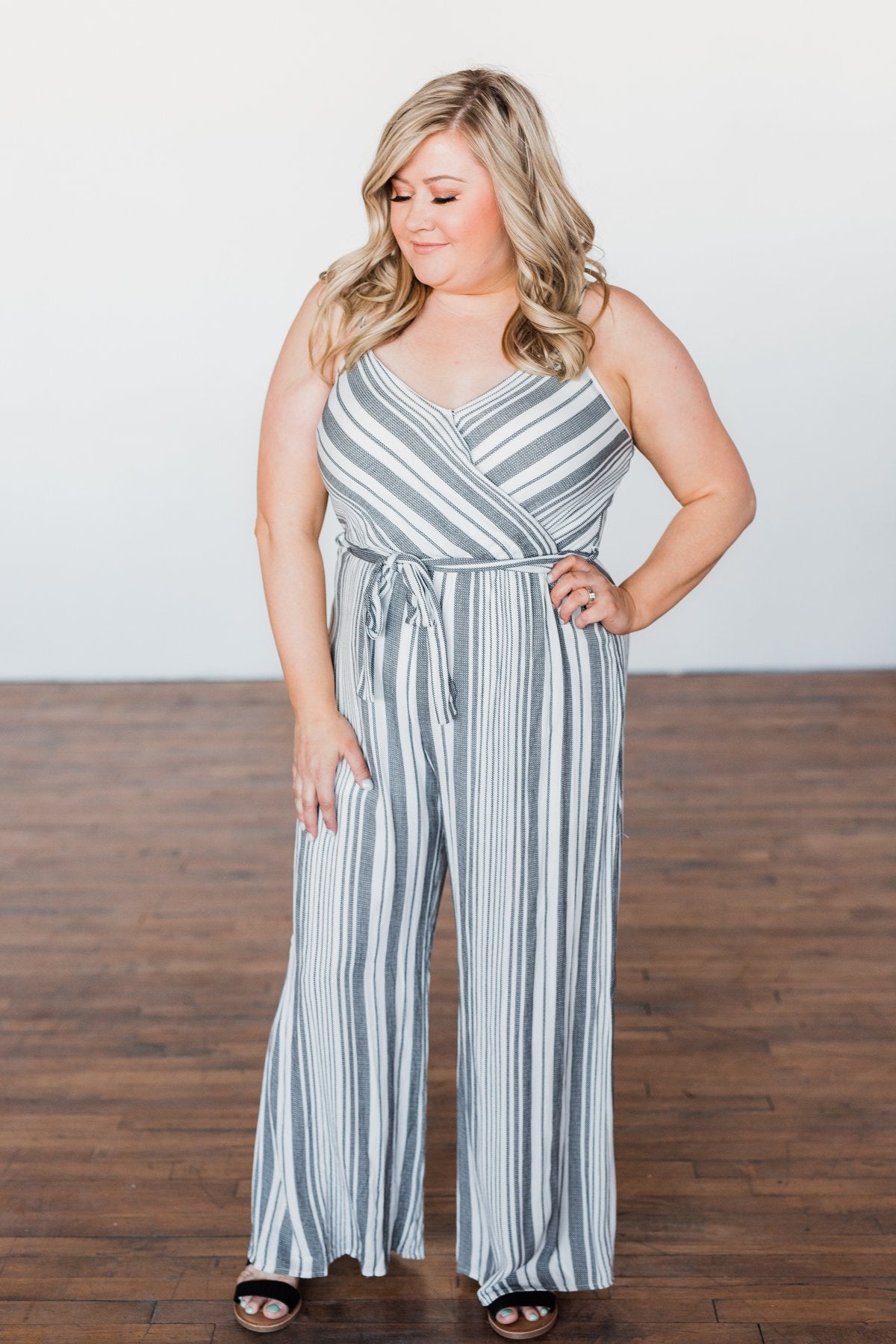 The Day Is Calling Striped Jumpsuit- Black & Ivory – The Pulse Boutique