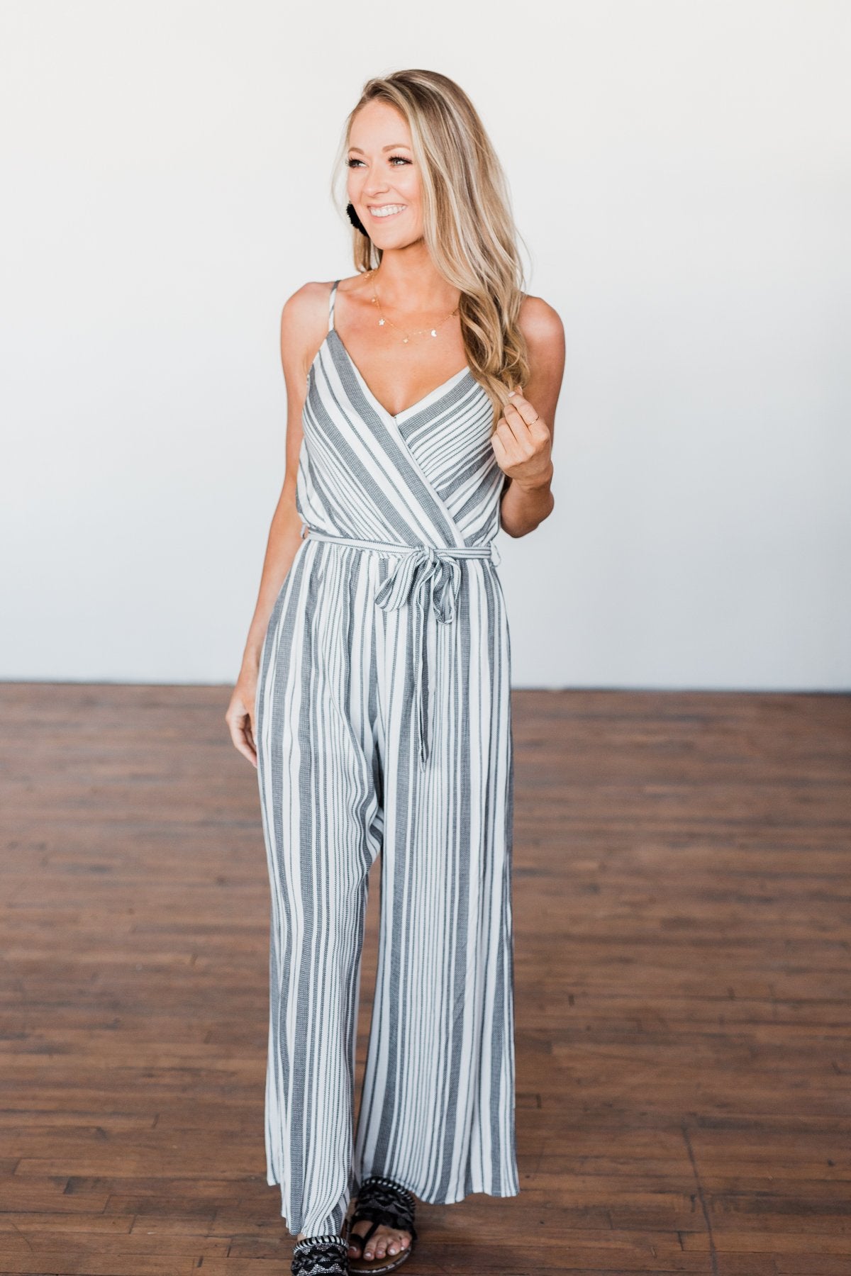 The Day Is Calling Striped Jumpsuit- Black & Ivory – The Pulse Boutique