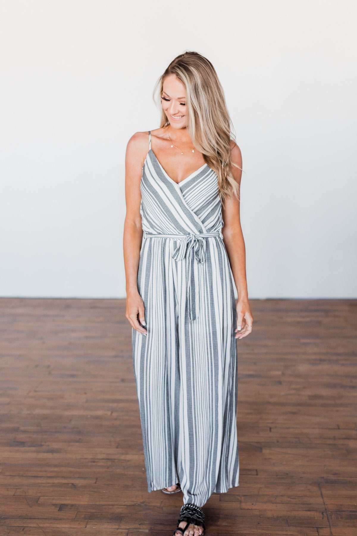 The Day Is Calling Striped Jumpsuit- Black & Ivory – The Pulse Boutique