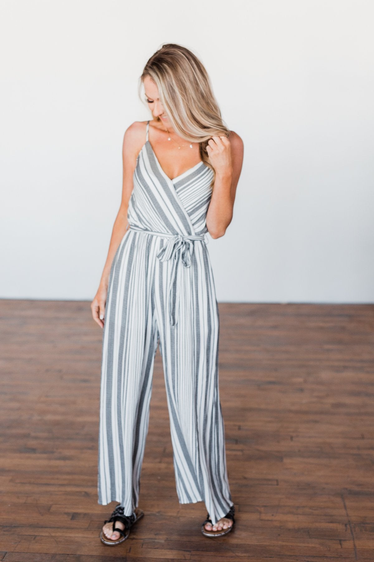 The Day Is Calling Striped Jumpsuit- Black & Ivory – The Pulse Boutique