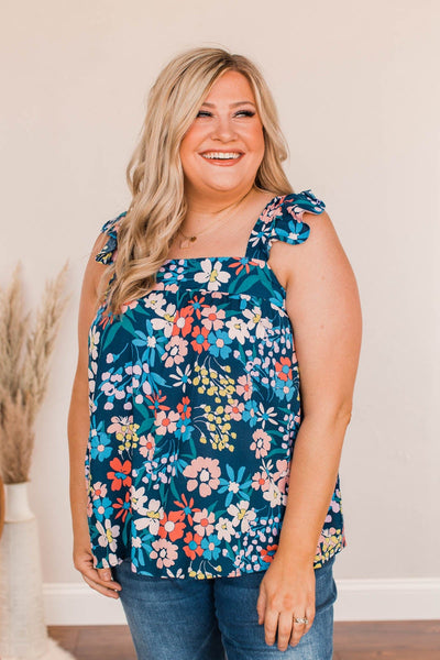 Always In Your Corner Floral Tank- Navy – The Pulse Boutique