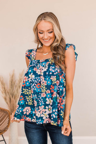 Always In Your Corner Floral Tank- Navy – The Pulse Boutique