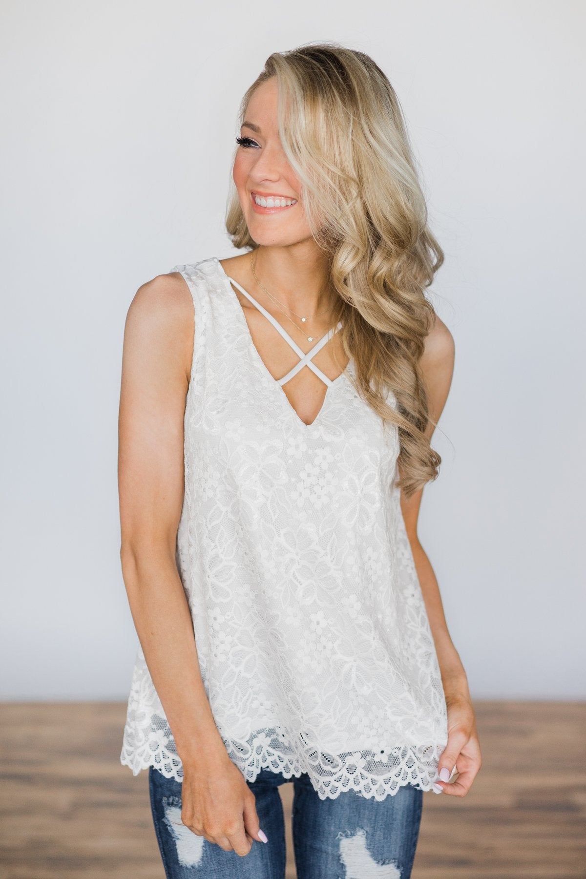 Last to Leave Ivory Lace Tank Top – The Pulse Boutique