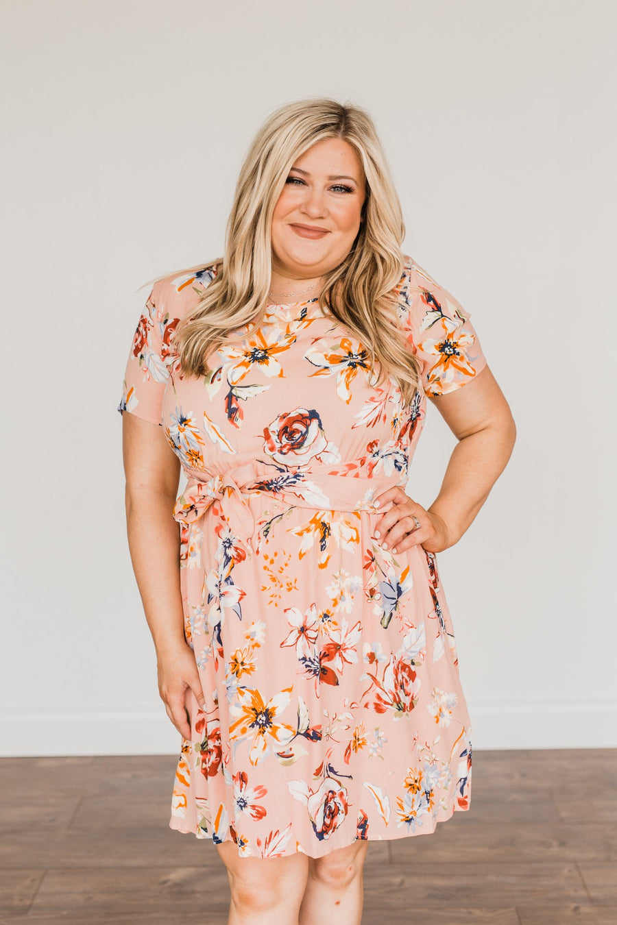 Doing Something Right Floral Dress- Peach – The Pulse Boutique