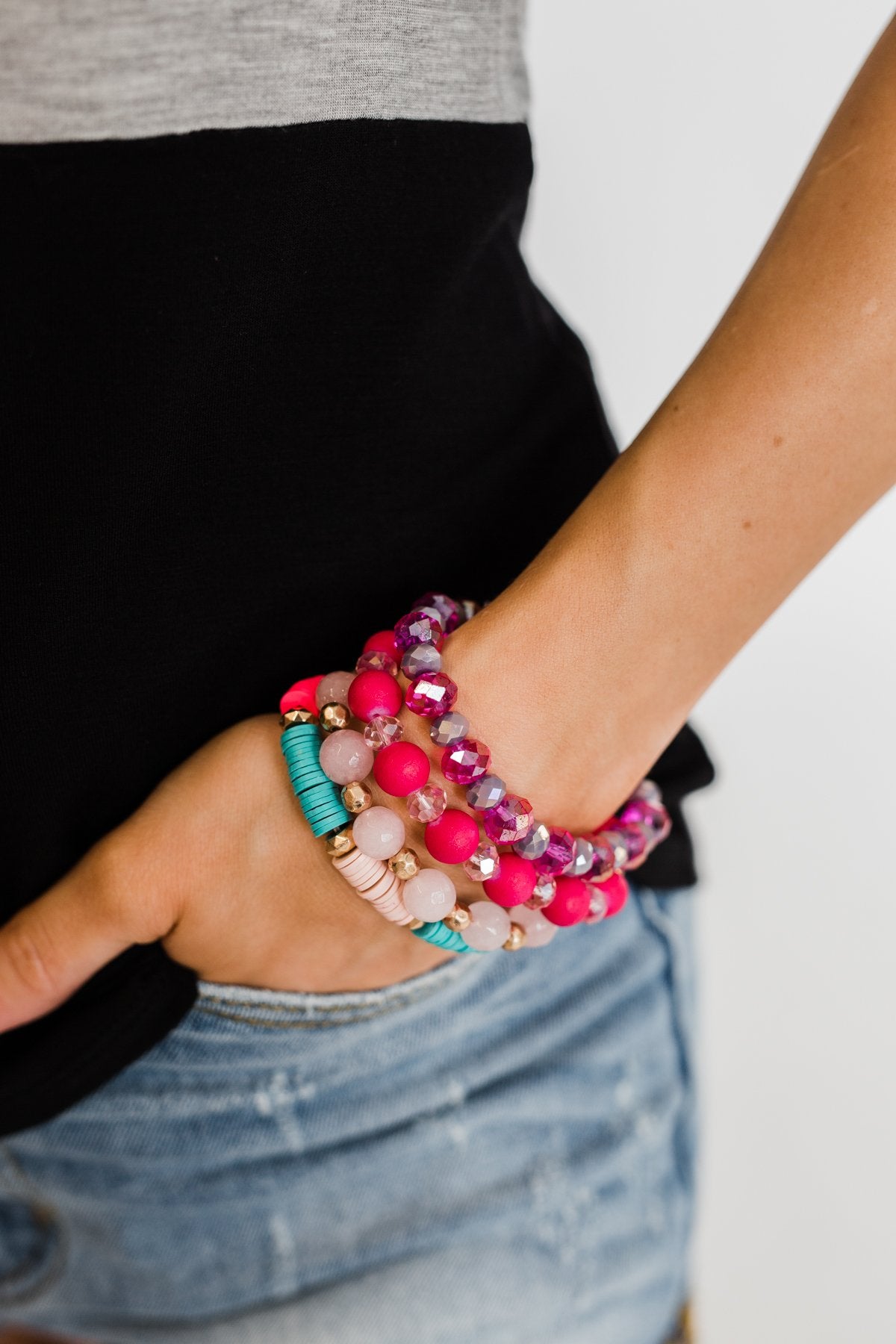 bright colored bracelets