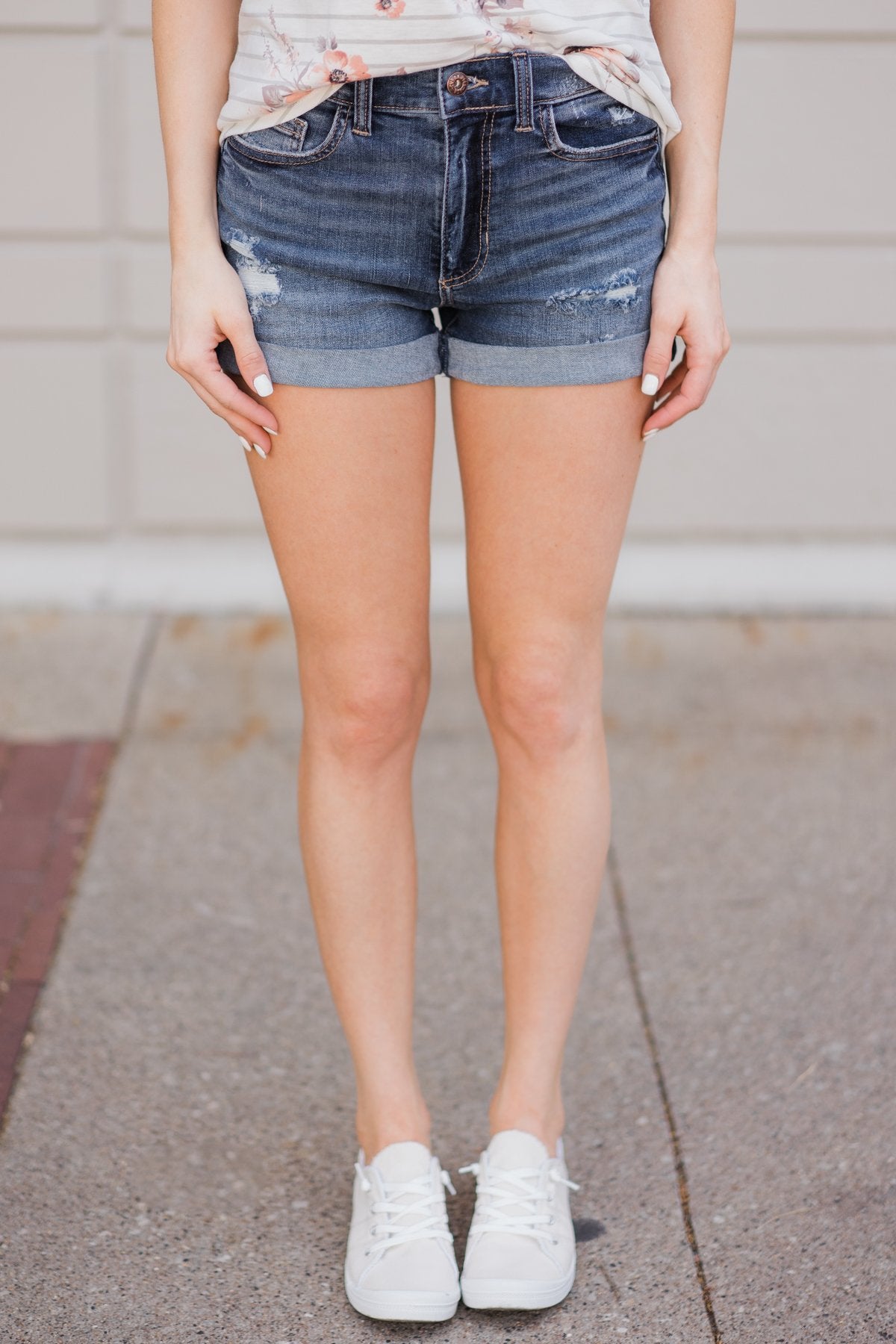 sneak peek high rise shorts