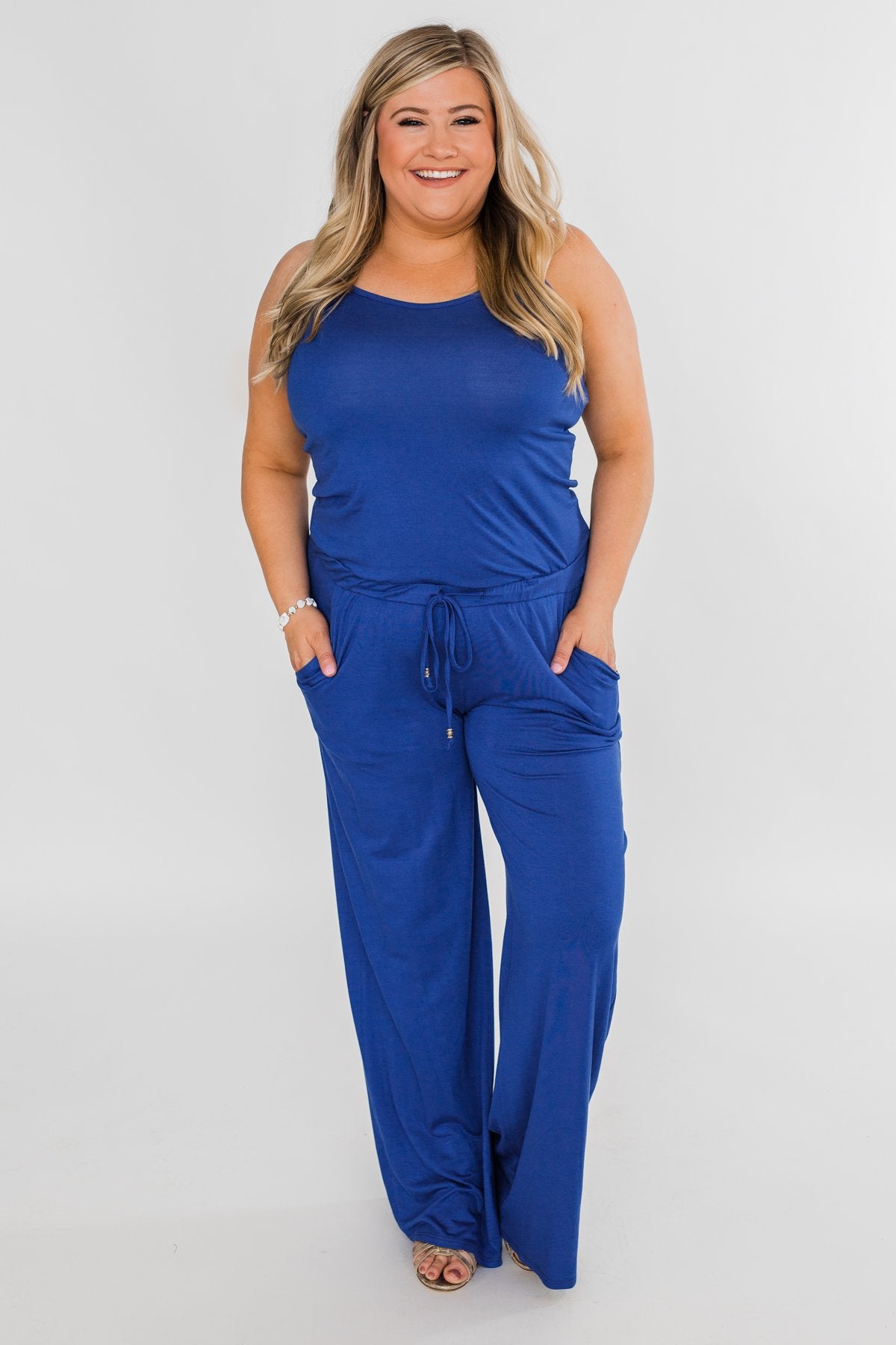 Drawstring Jumpsuit Royal Blue – The Pulse Boutique