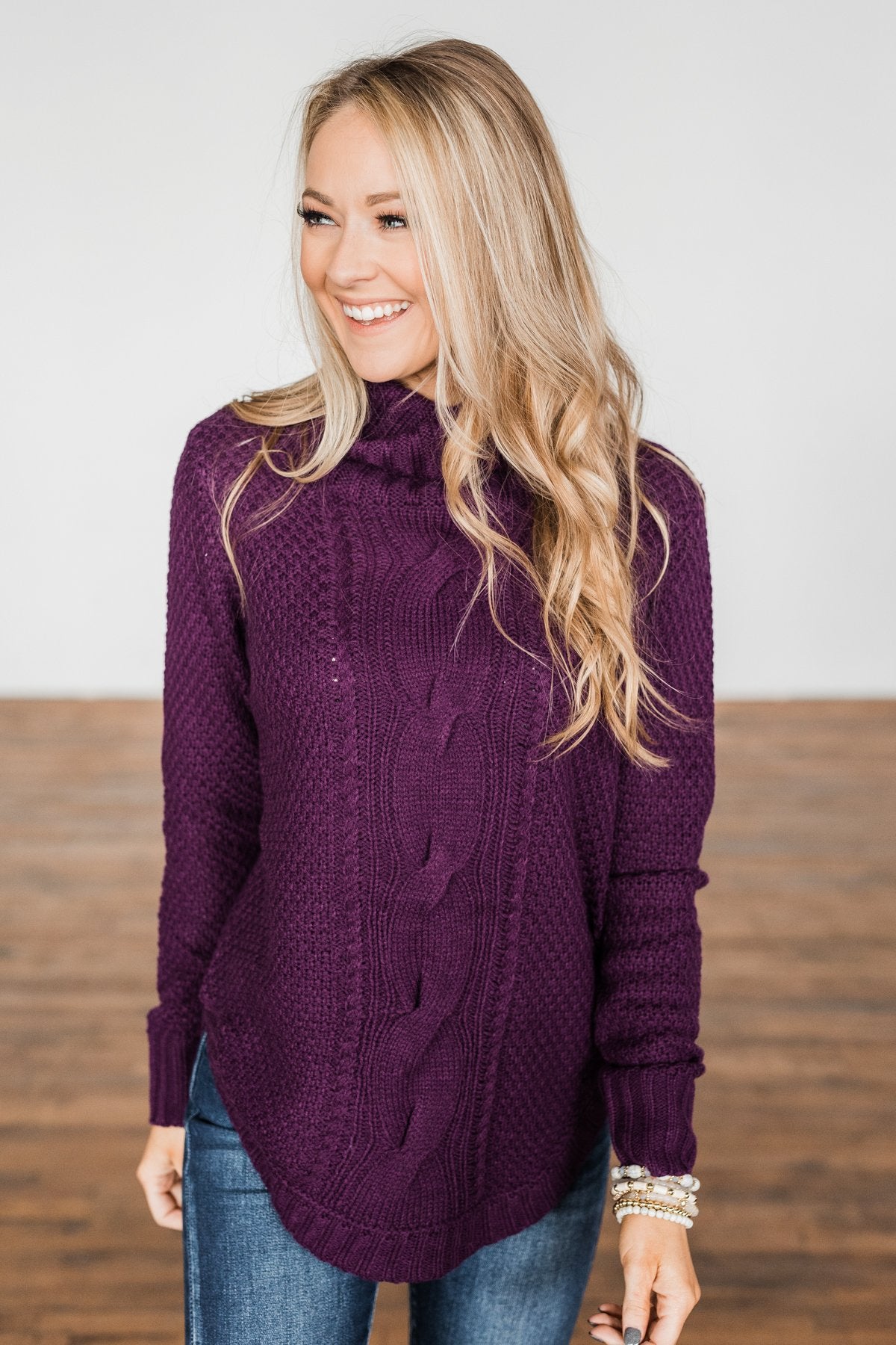 Caught In A Daydream Turtle Neck Sweater- Eggplant – The Pulse Boutique