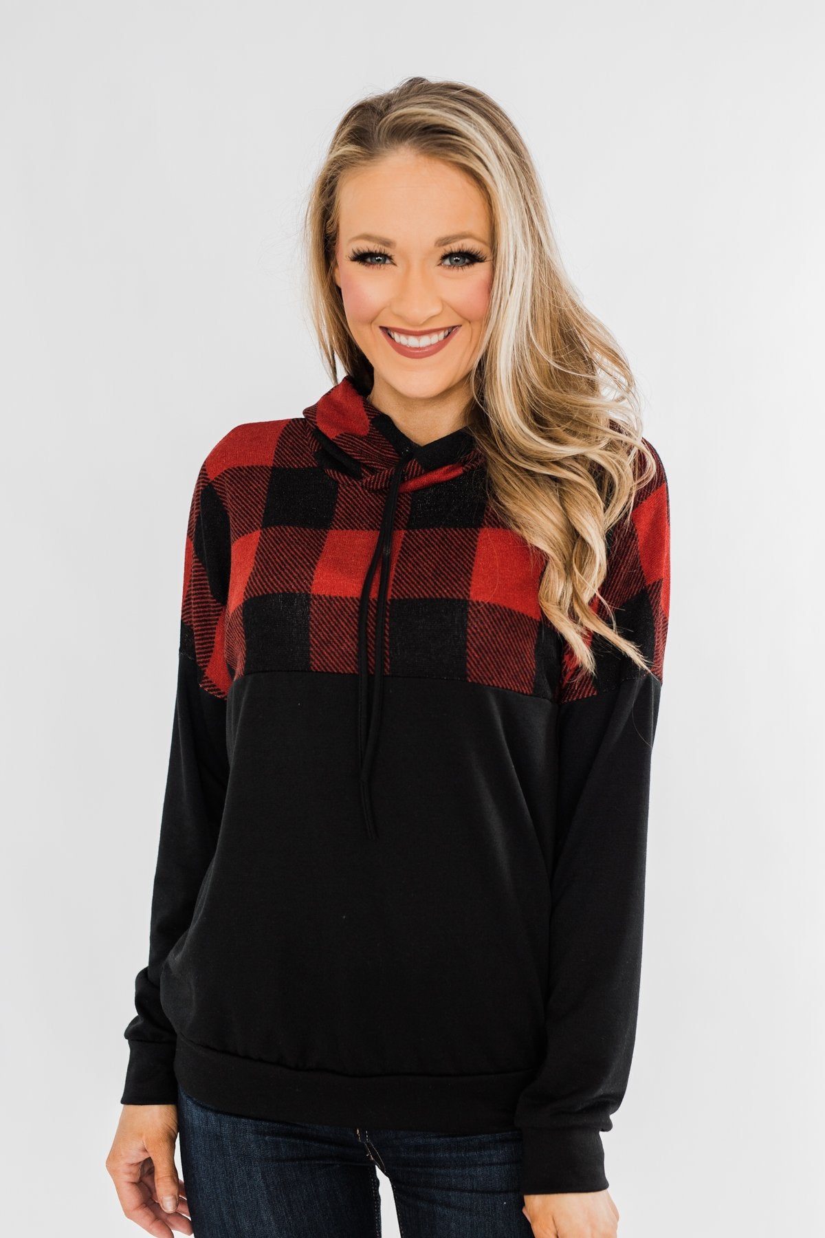 buffalo plaid double hoodie