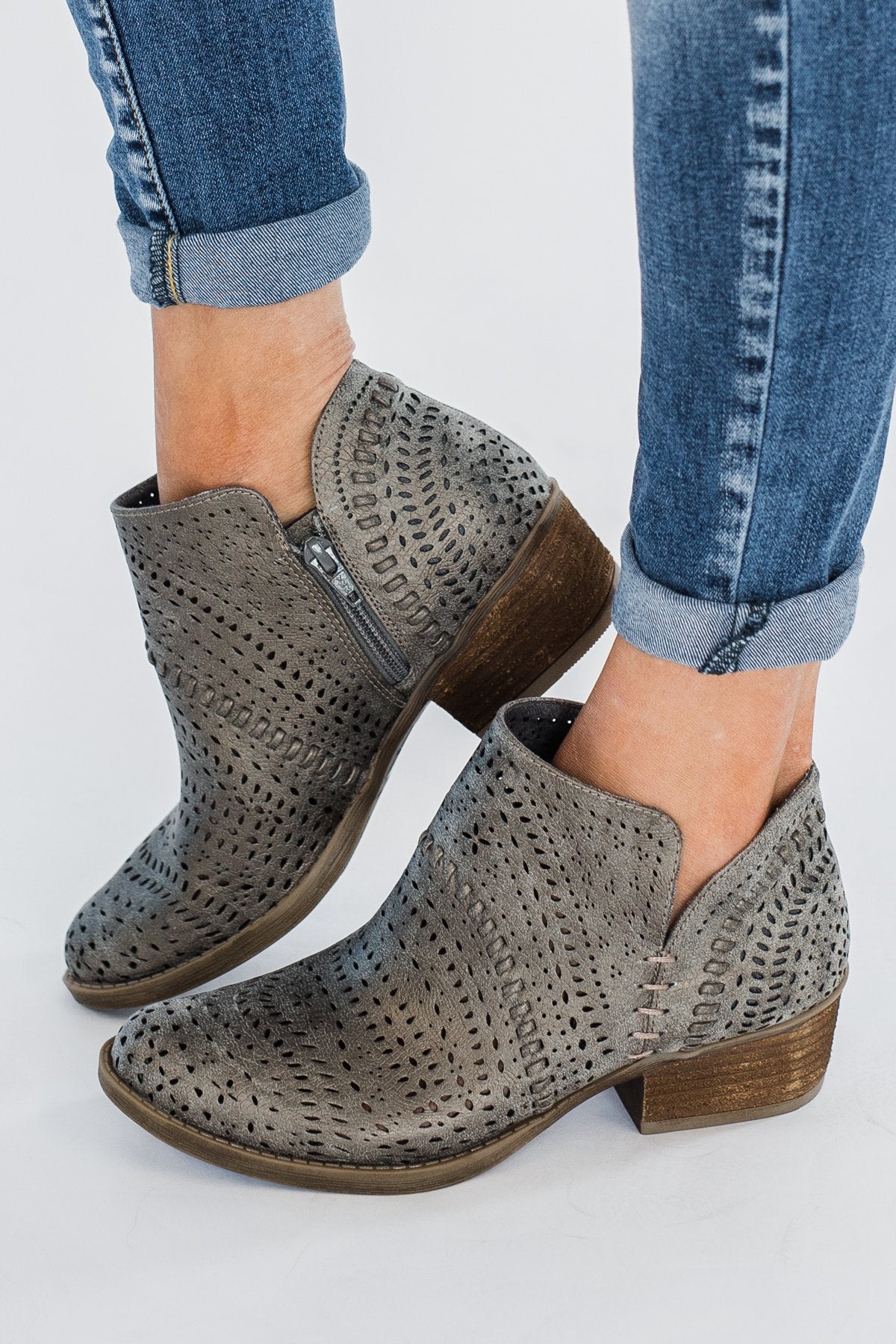 not rated grey booties