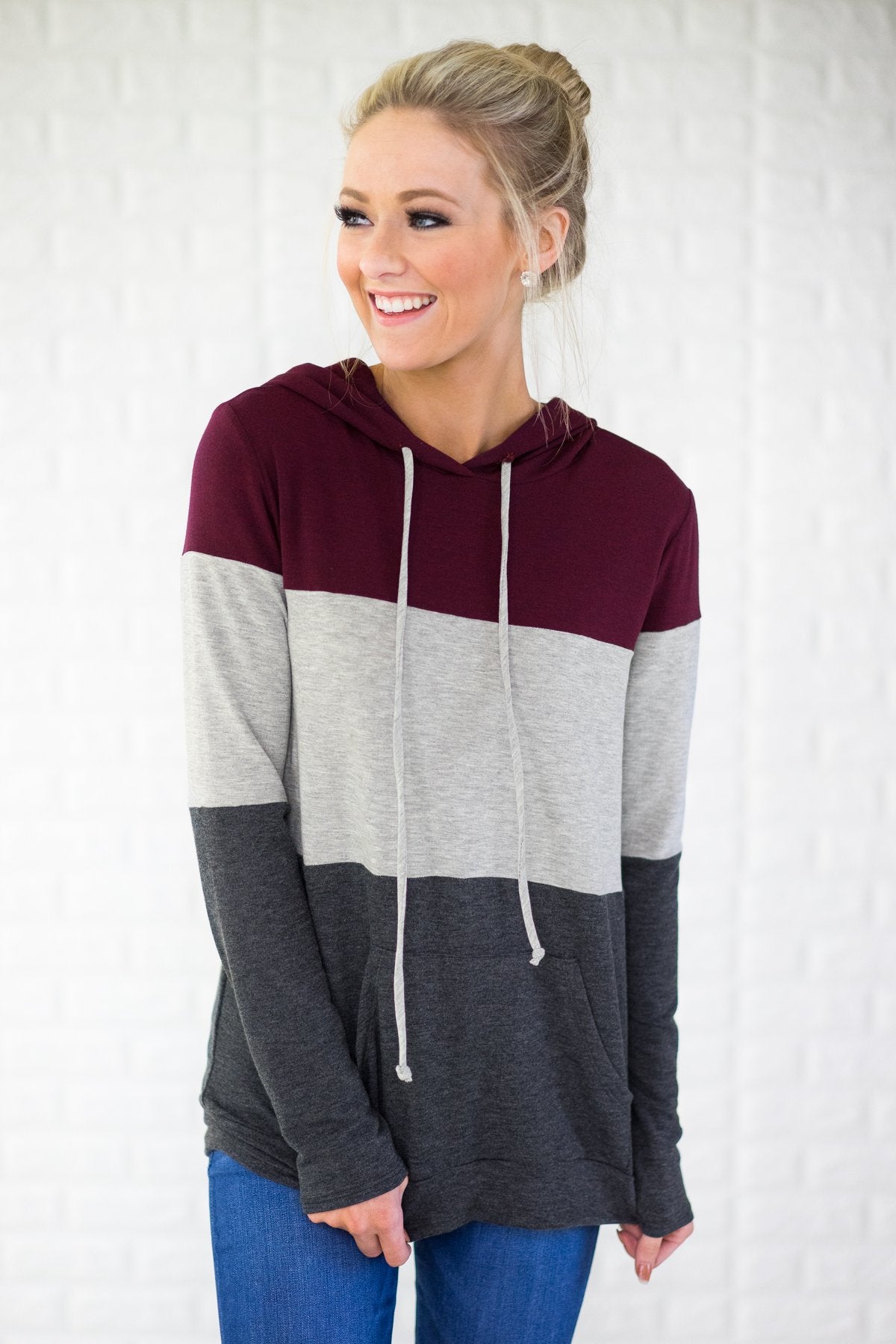 Maroon & Charcoal Colorblock Hoodie – The Pulse Boutique