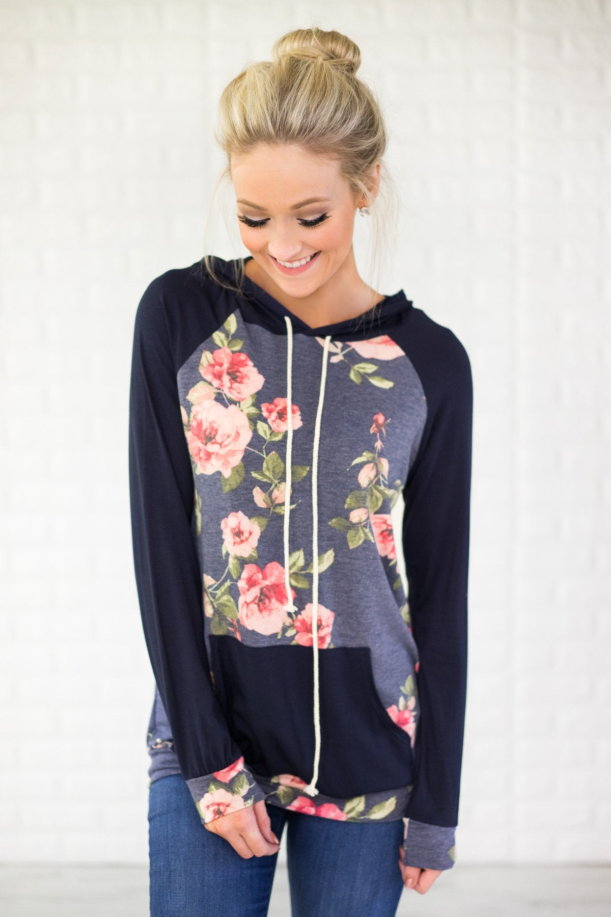 Floral Romance Hoodie ~ Navy – The Pulse Boutique