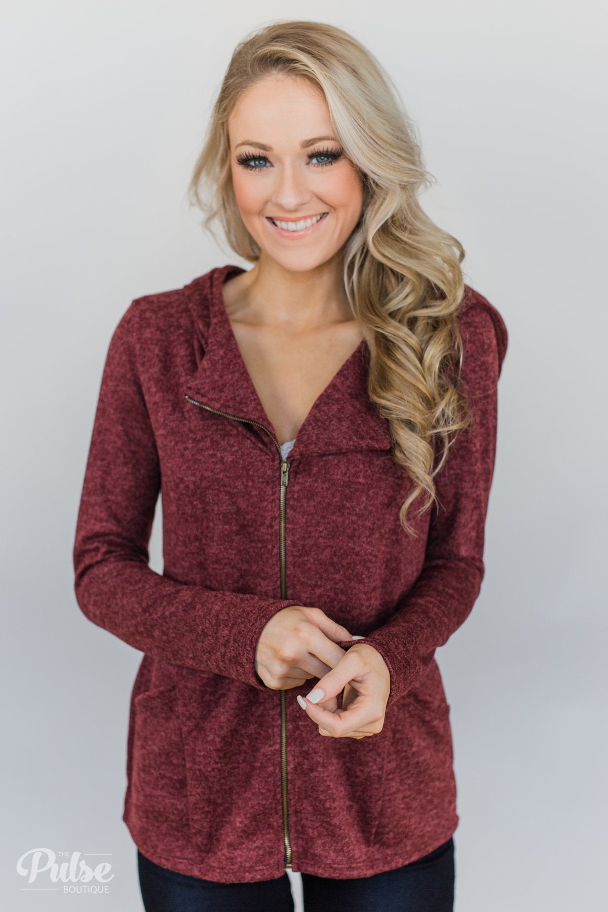 Download Stylish This Fall Zip Up Hoodie- Heather Burgundy - The ...