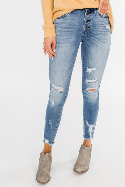 KanCan Distressed Skinny Jeans- Sasha Wash – The Pulse Boutique