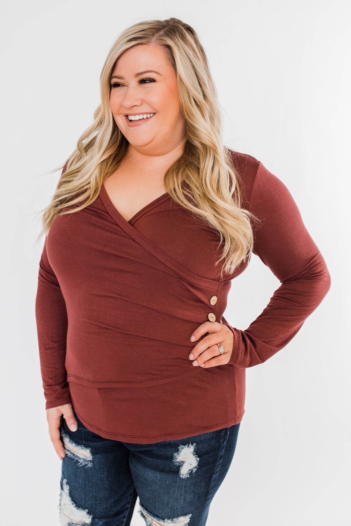 Gathering My Thoughts Wrap Top- Clay Brown – The Pulse Boutique