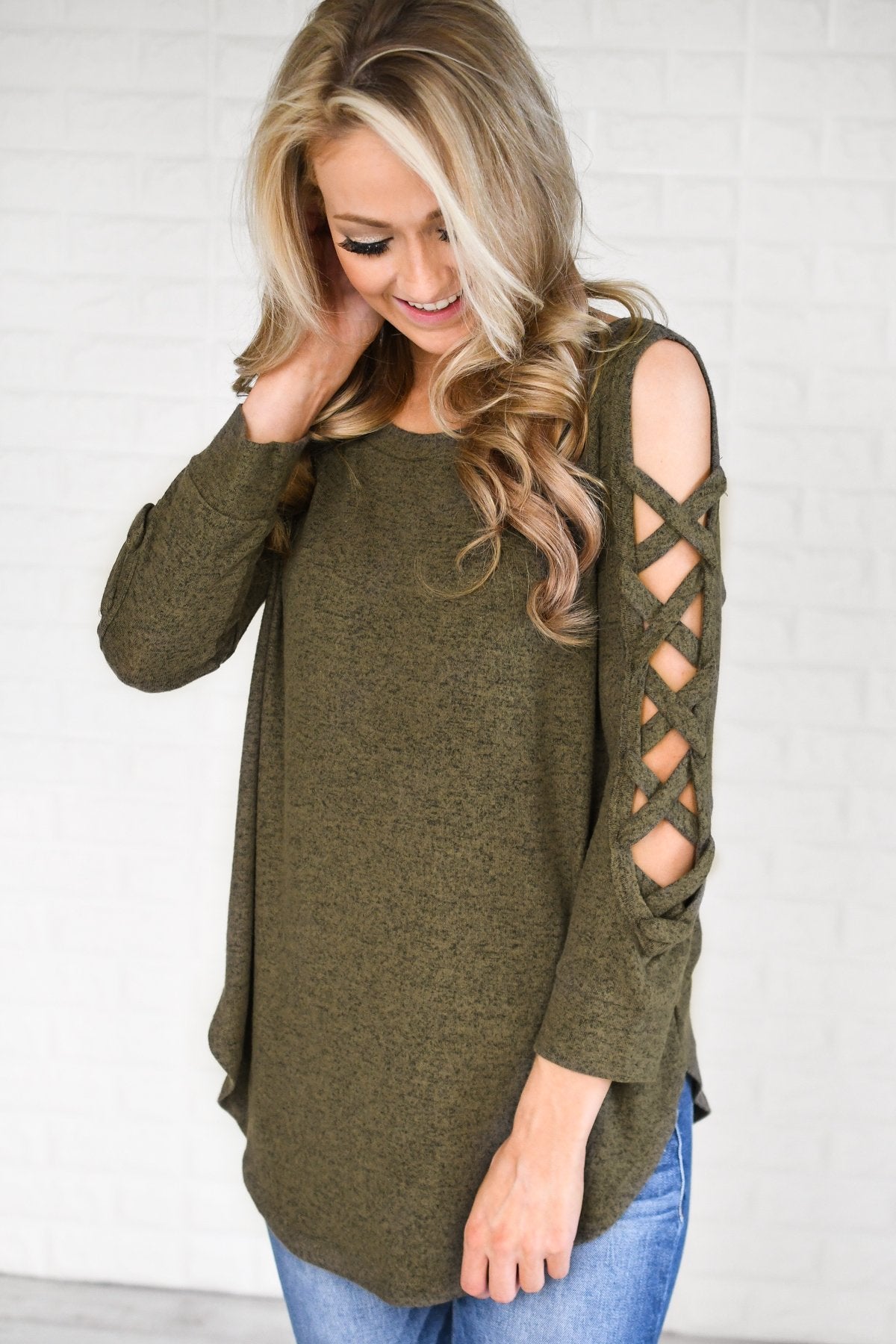 The One For Me Shoulder Detail Top - Olive – The Pulse Boutique