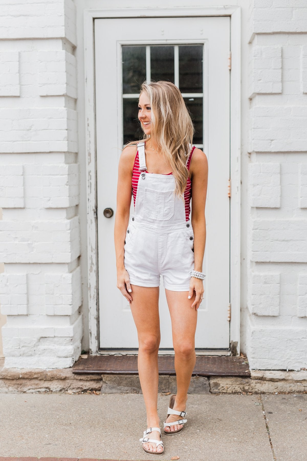 Sneak Peek White Distressed Short Overalls Natalie The Pulse Boutique