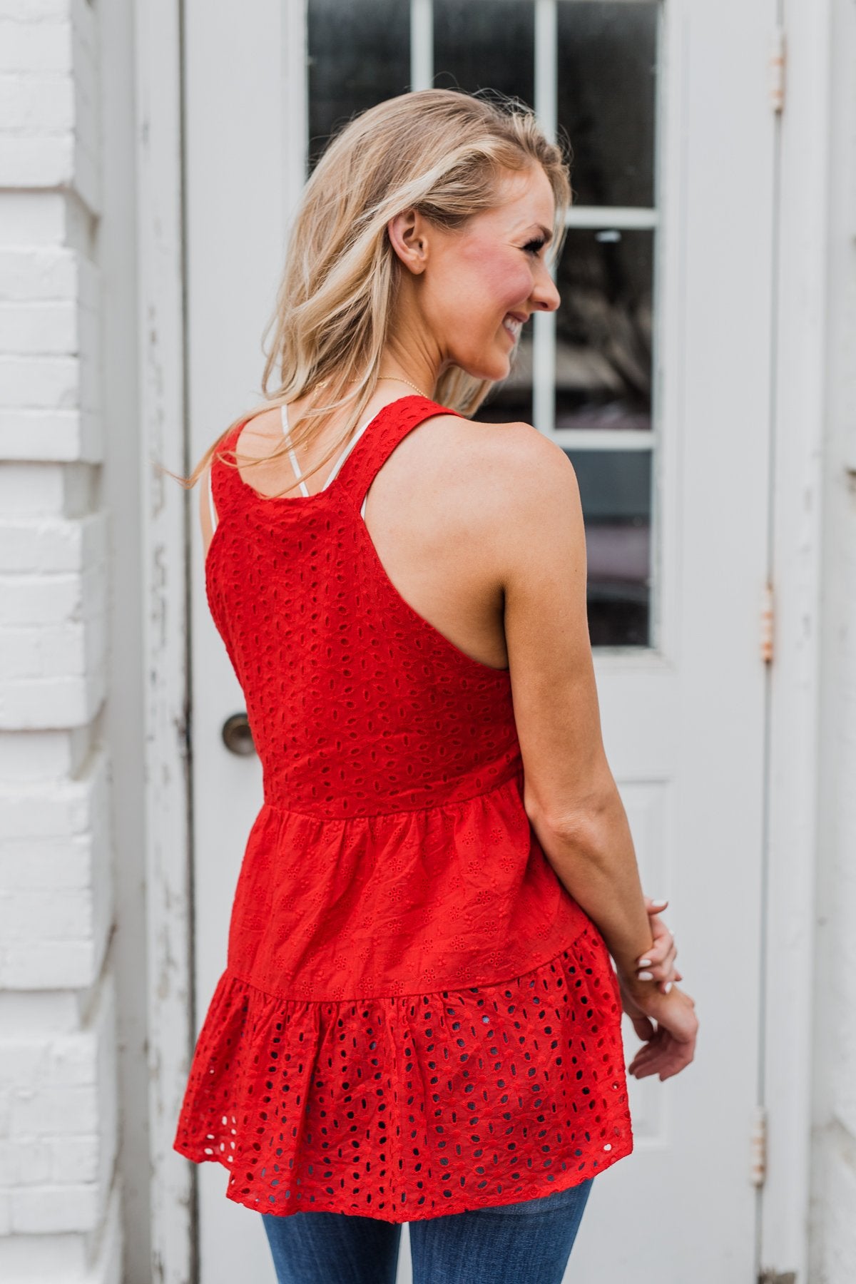 Cherish The Moment Babydoll Tank Top Scarlet Red The Pulse Boutique