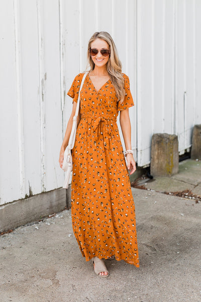 Can't Help But Stare Floral Maxi Dress- Burnt Orange – The Pulse Boutique