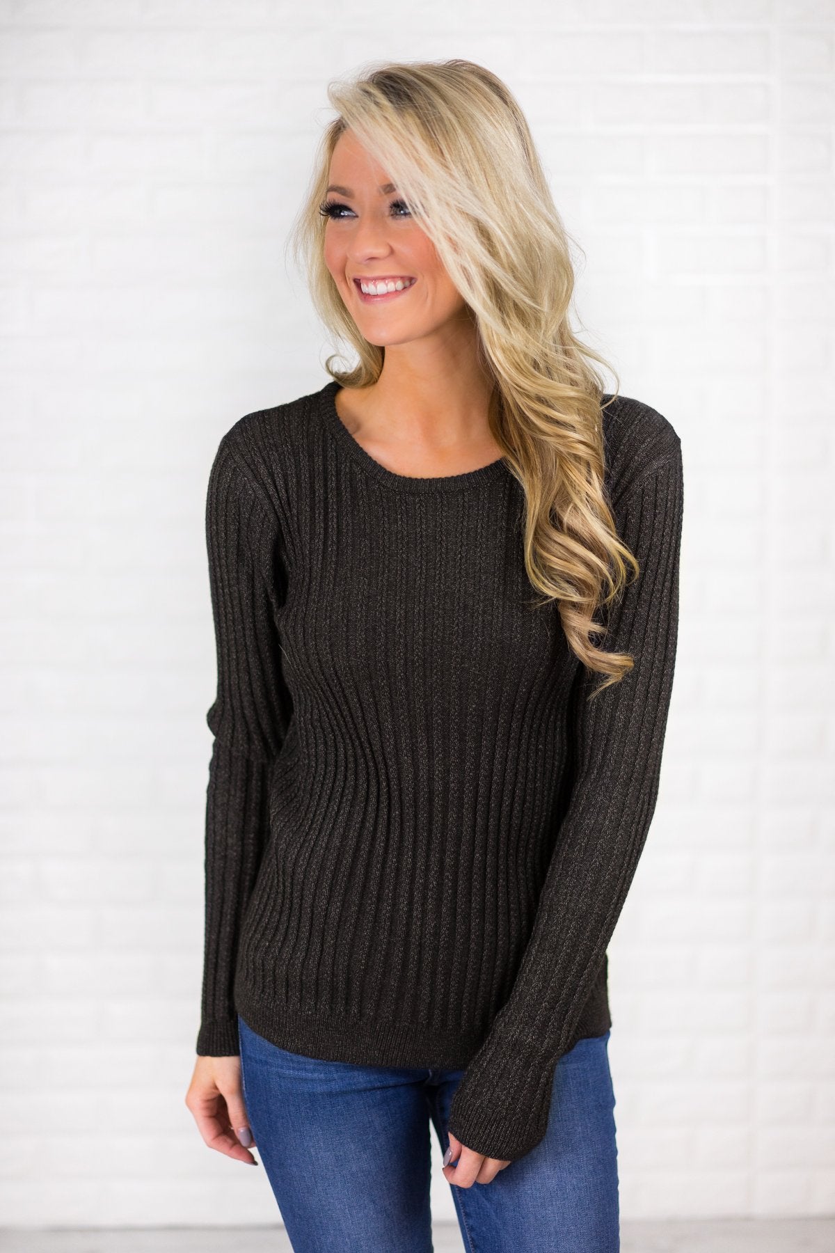 Long Sleeve Black Knit Top The Pulse Boutique