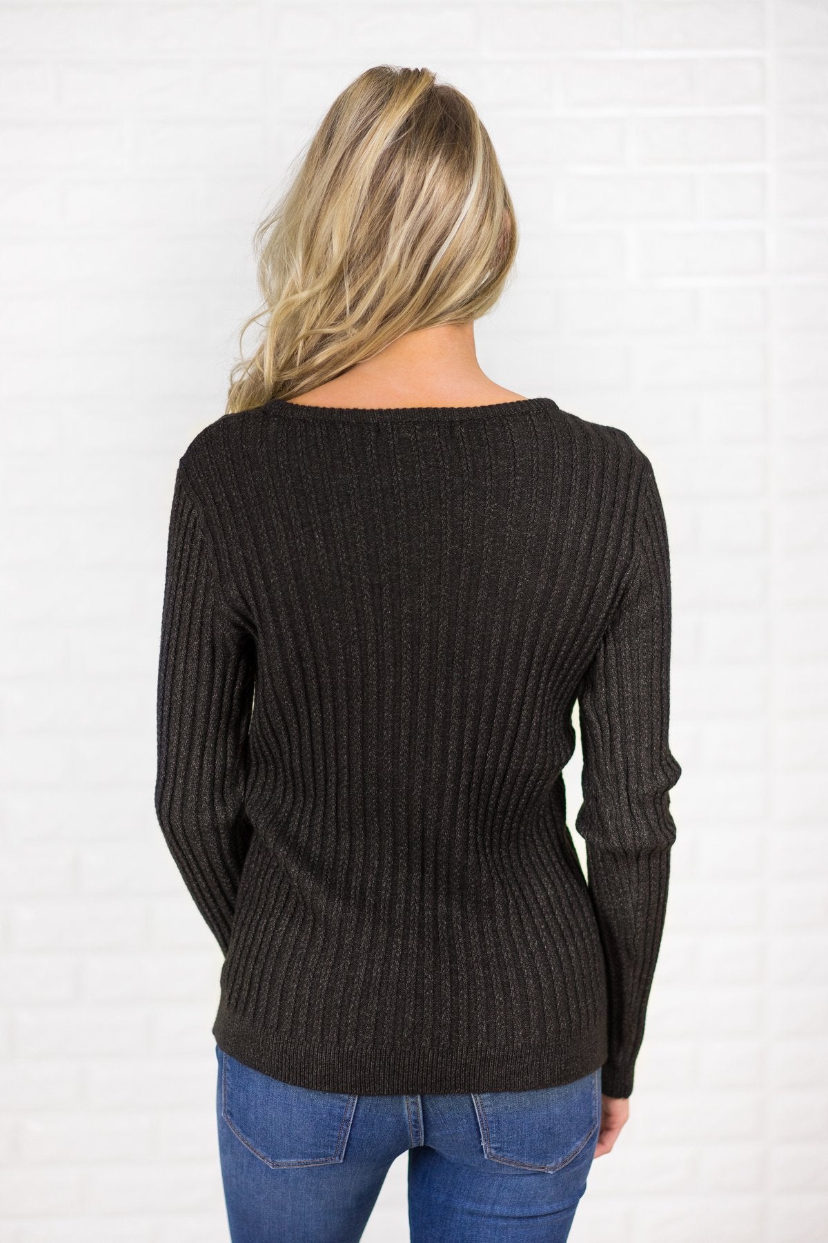 Long Sleeve Black Knit Top The Pulse Boutique