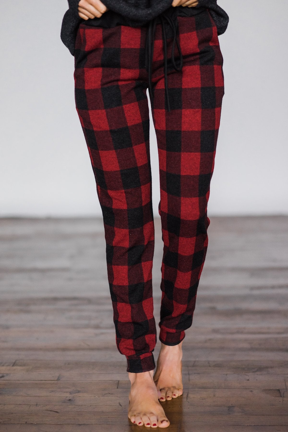 women's buffalo plaid joggers