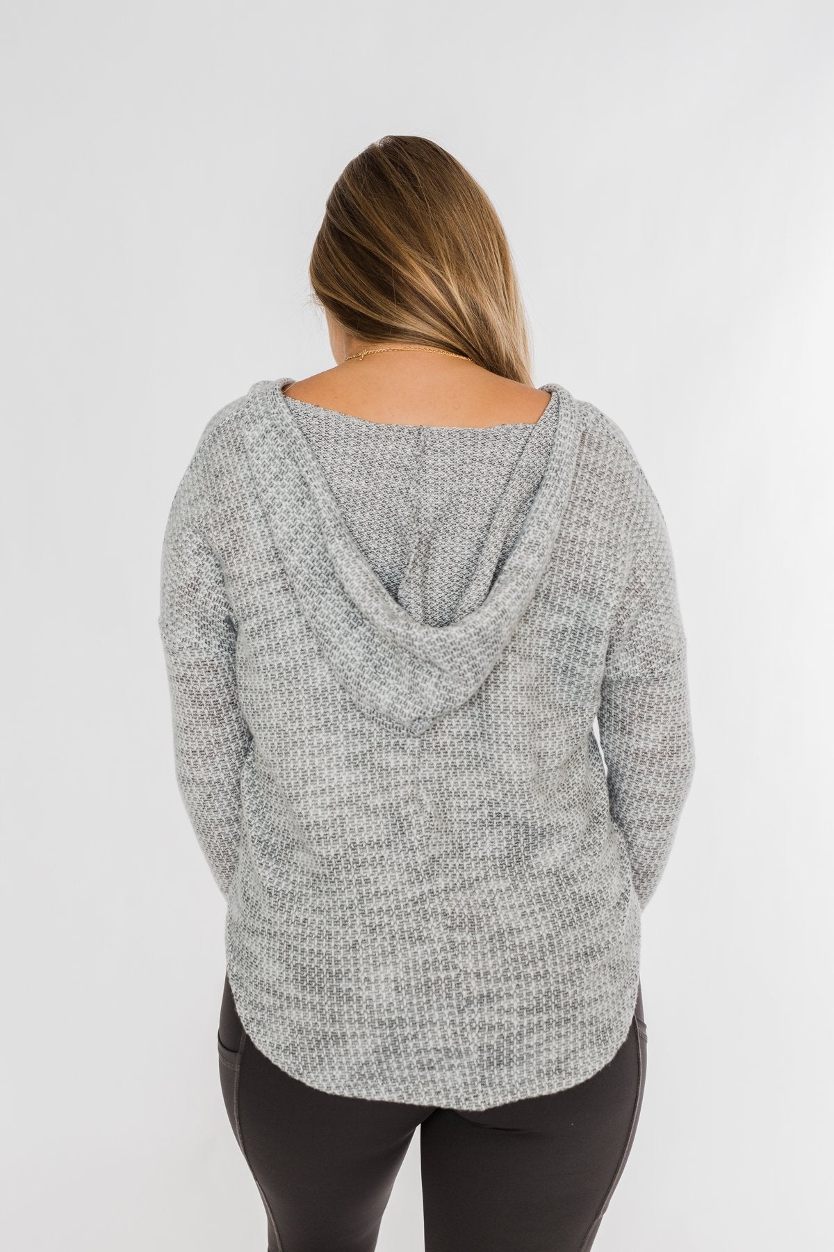 Captivated By You Lightweight Knit Hoodie Grey The Pulse Boutique