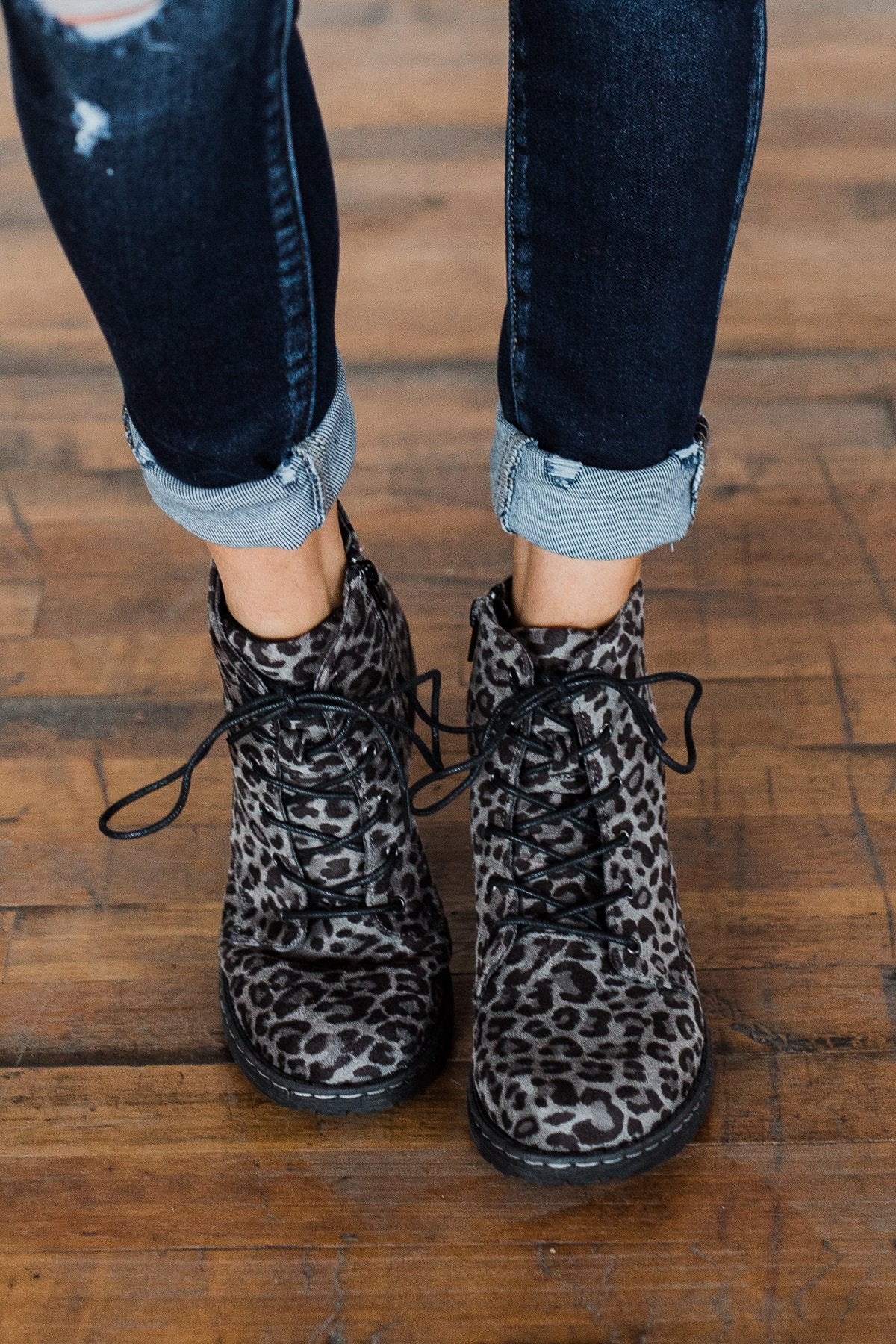 grey leopard booties