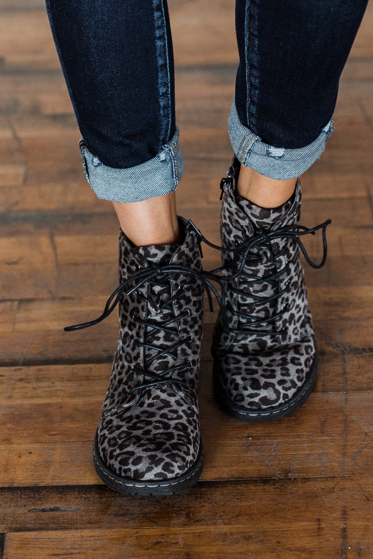 Very G Naomi Booties- Grey Leopard 