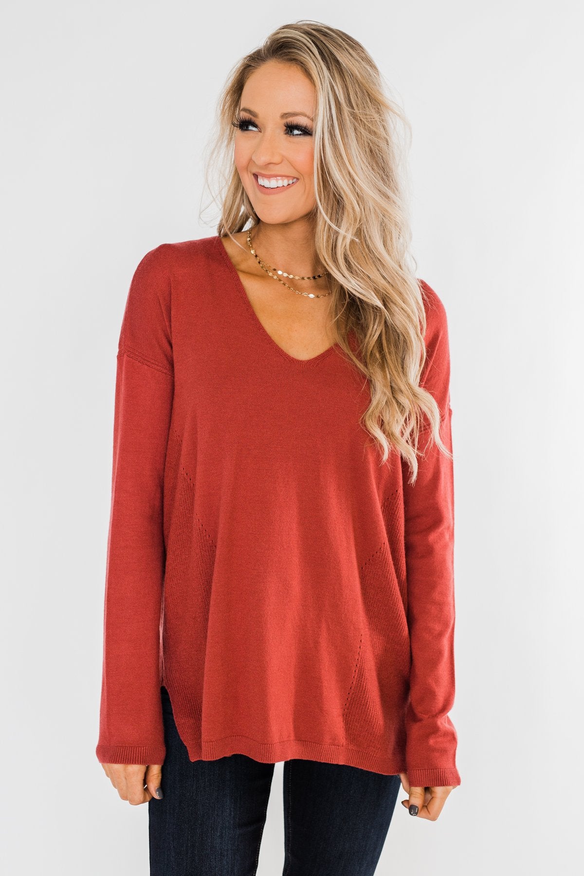 Swept Me Off My Feet Sweater- Rust – The Pulse Boutique