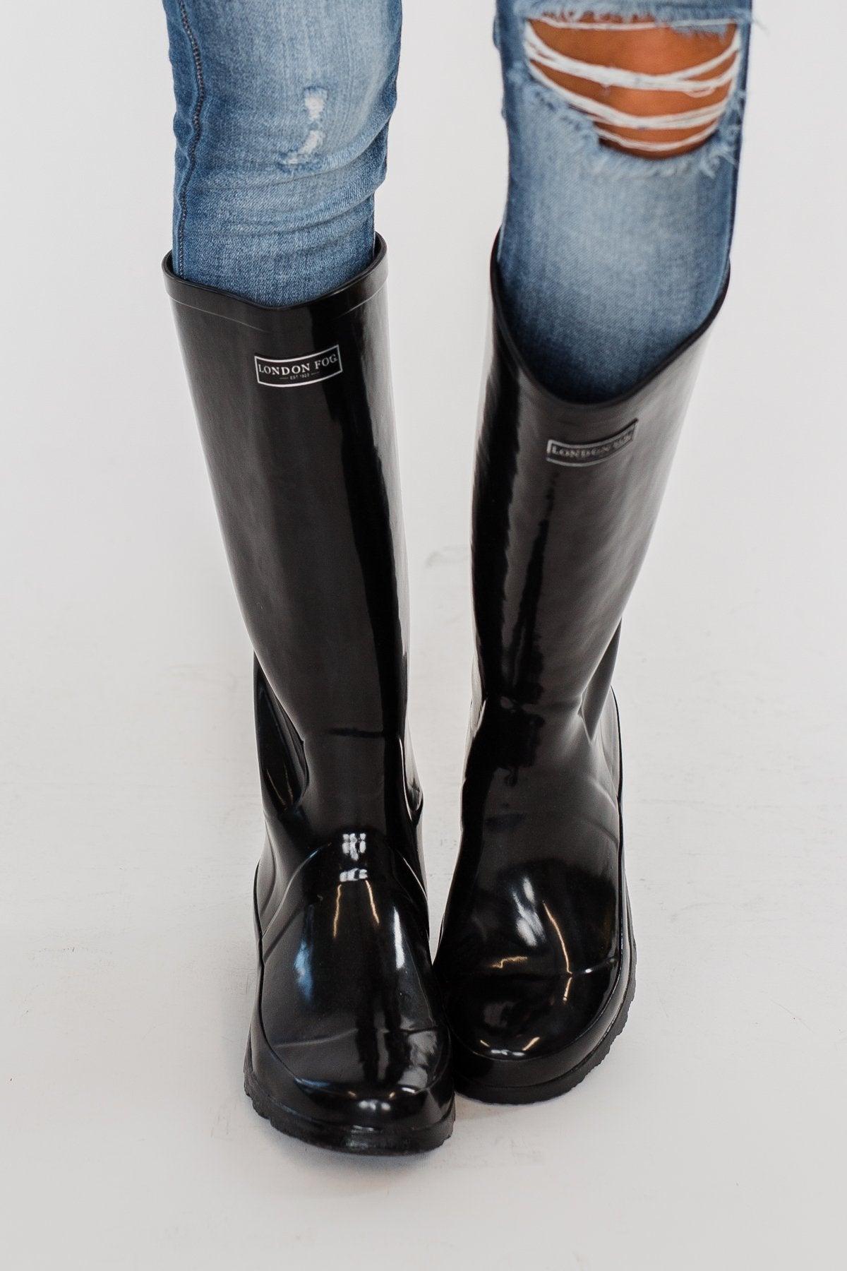 London Fog Thames Rain Boots- Black 