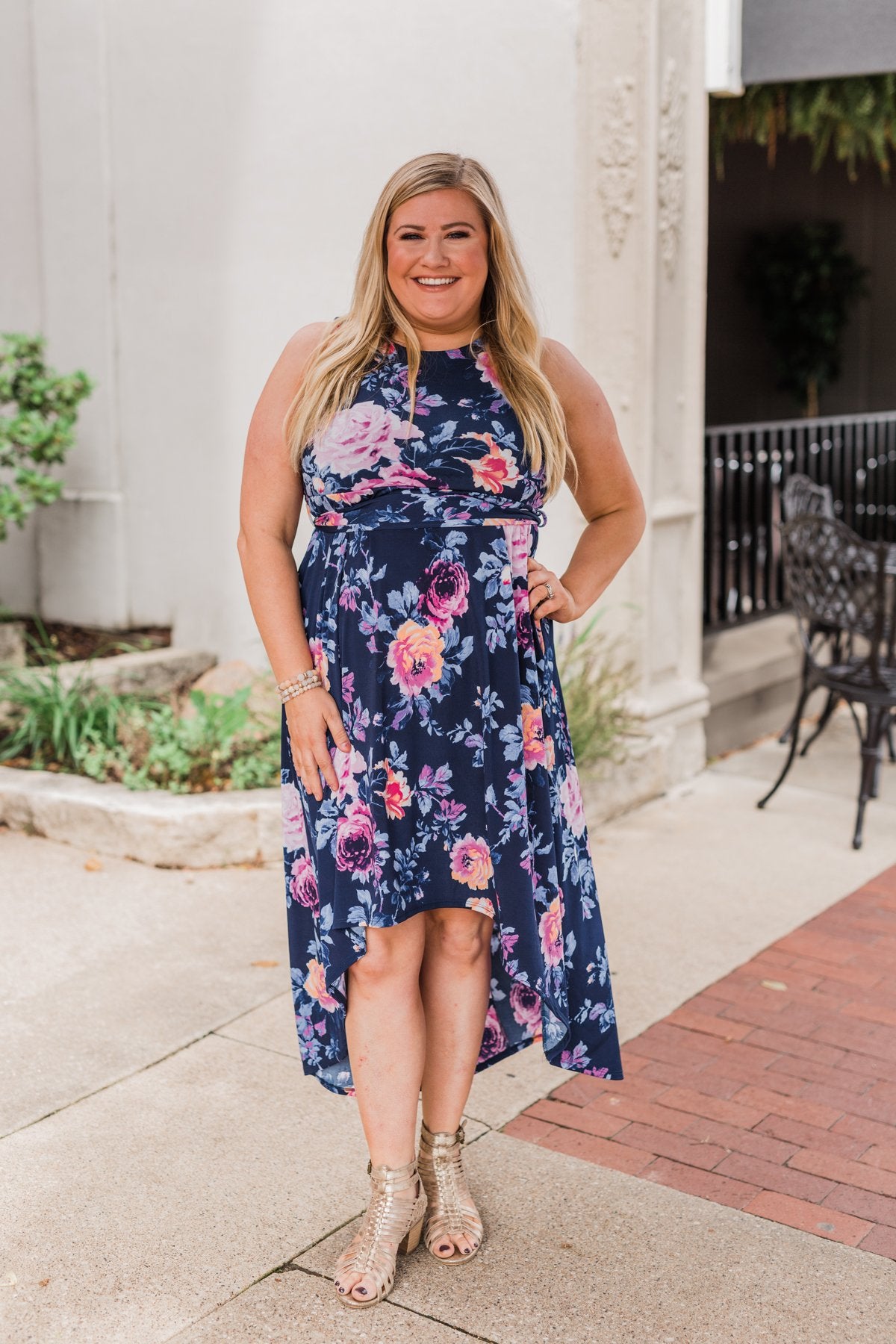 What if I Stay Hi-Lo Floral Maxi Dress- Navy – The Pulse Boutique