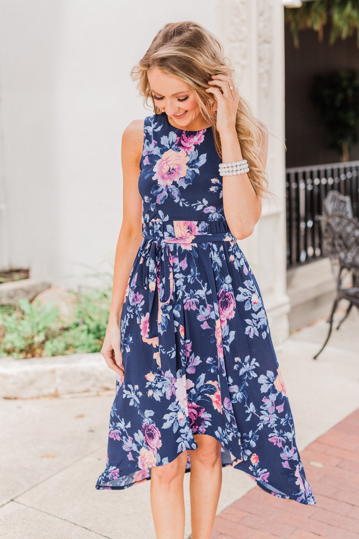 What if I Stay Hi-Lo Floral Maxi Dress- Navy – The Pulse Boutique