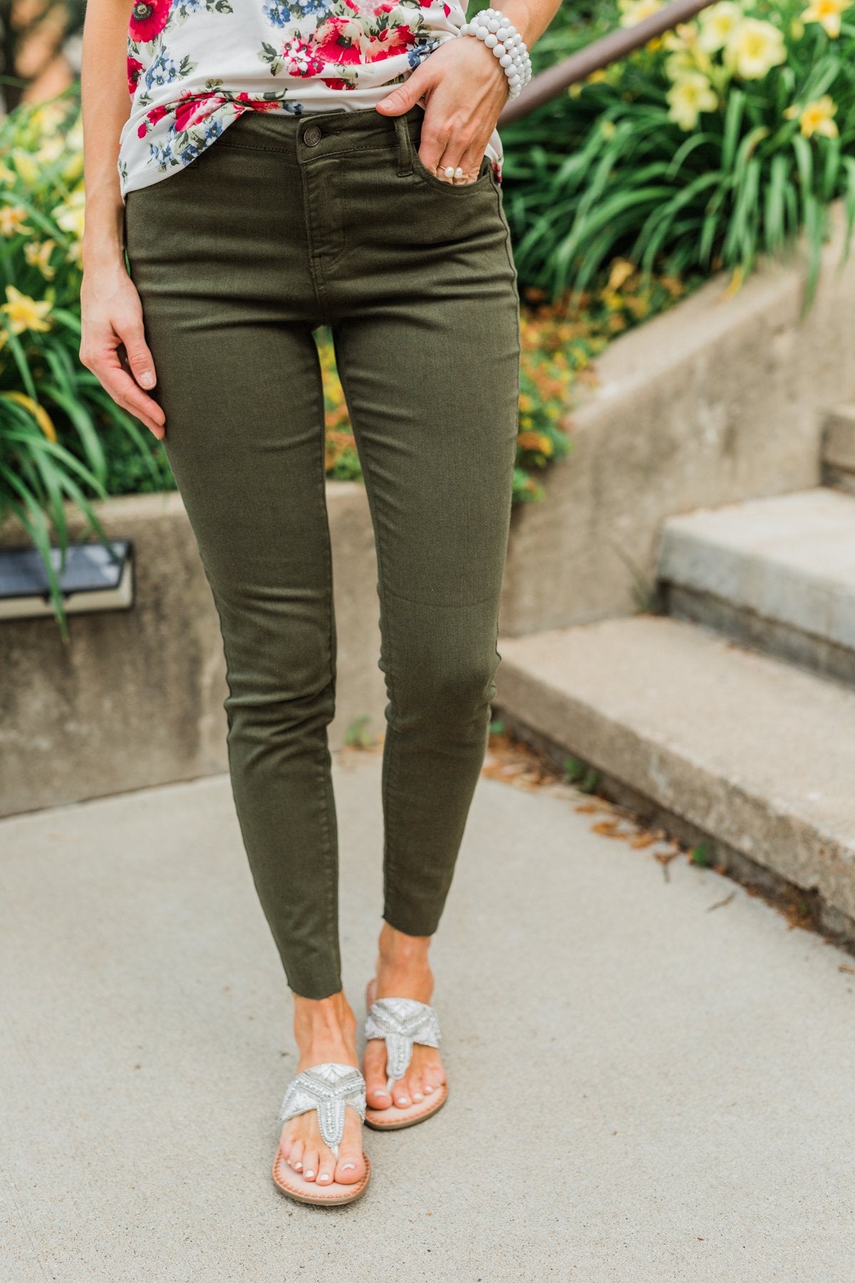 olive colored jeans