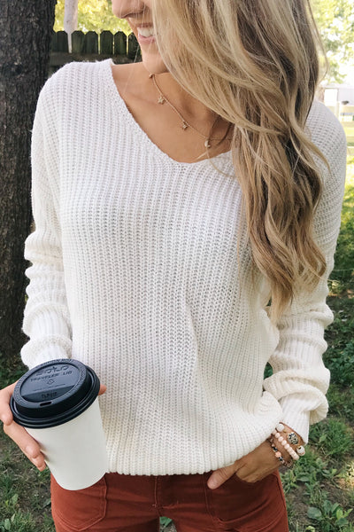 Xoxo Open Back Twist Sweater- Ivory – The Pulse Boutique