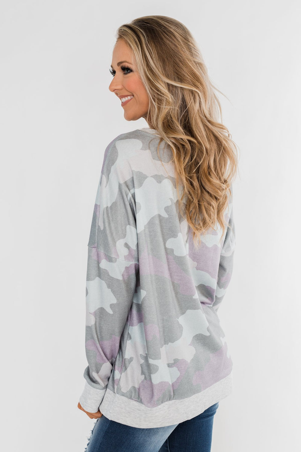 Camo Print Long Sleeve Top- Purple – The Pulse Boutique