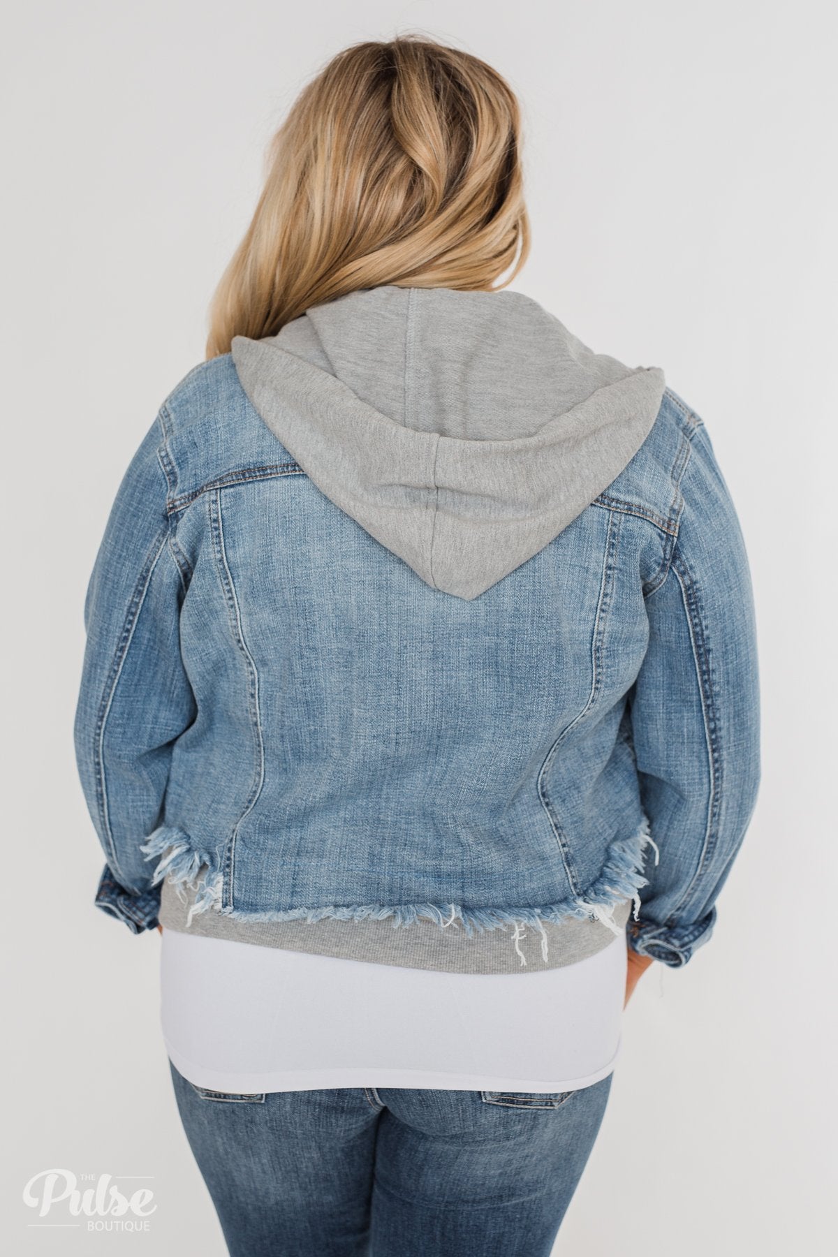 C'est Toi Distressed Hooded Denim Jacket- Medium Wash – The Pulse Boutique