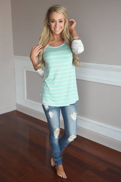 Mint Polka Dot & Stripes Top – The Pulse Boutique